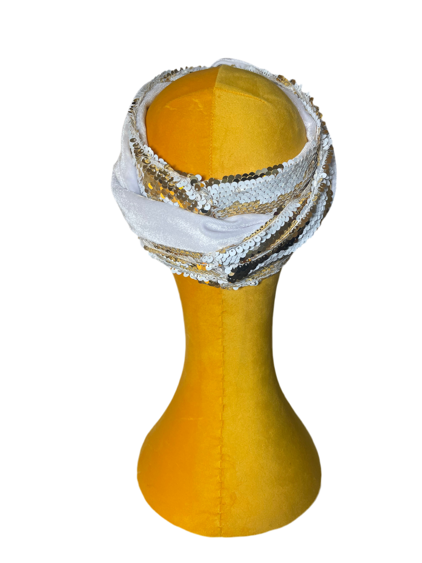 White/Gold Sequin Head Wrap