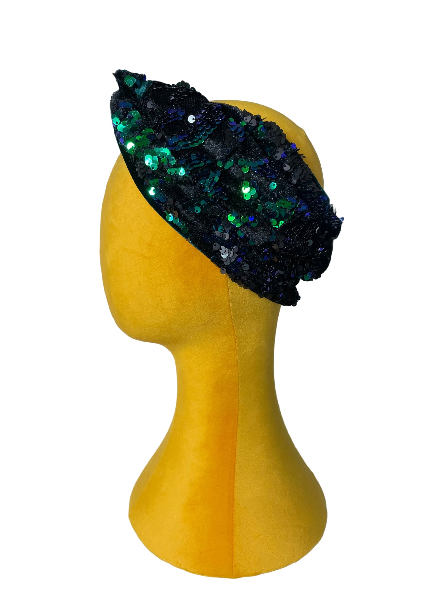 Black/Emerald Sequin Head Wrap
