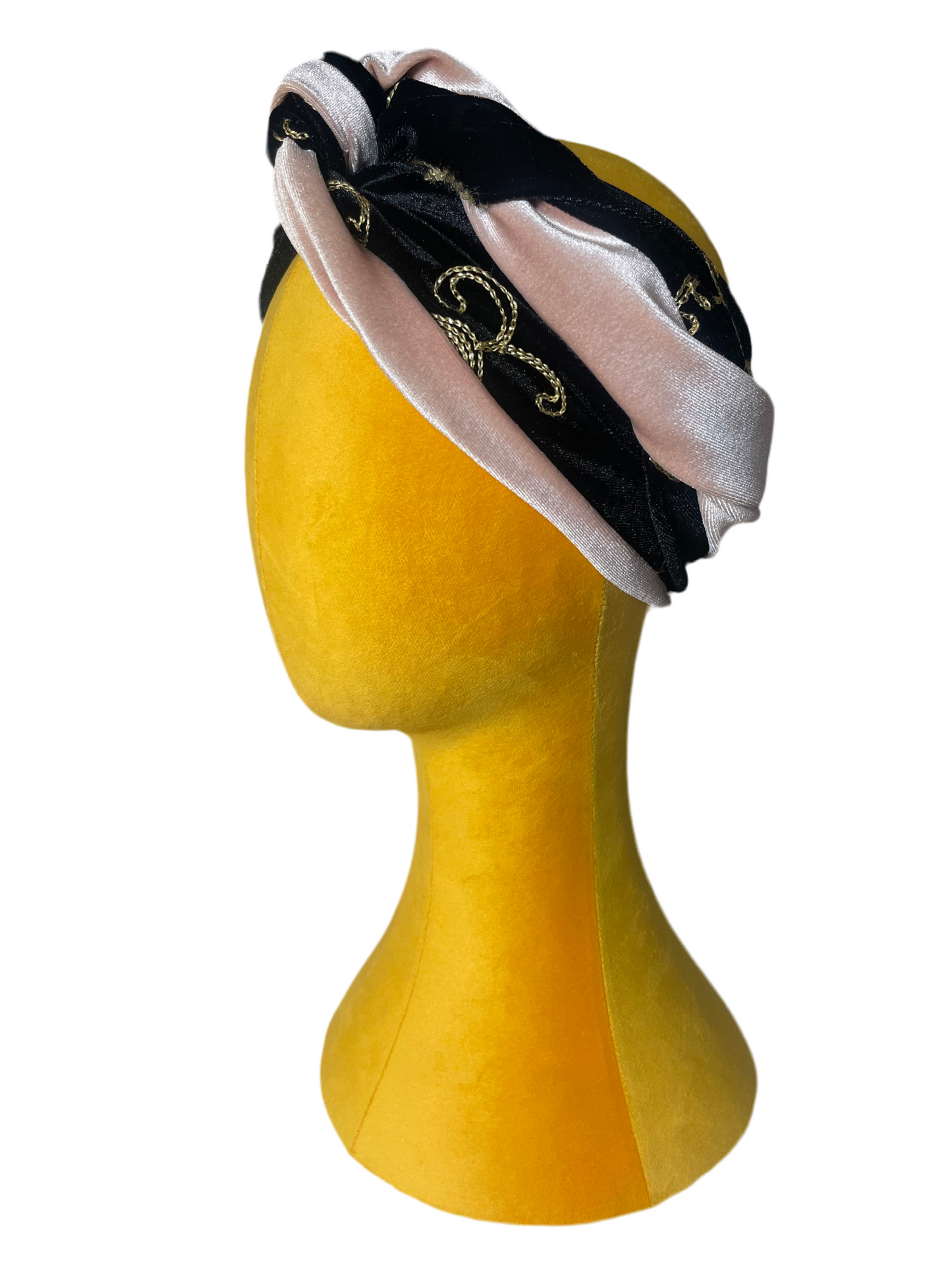Black/Gold Embroidered Head Wrap