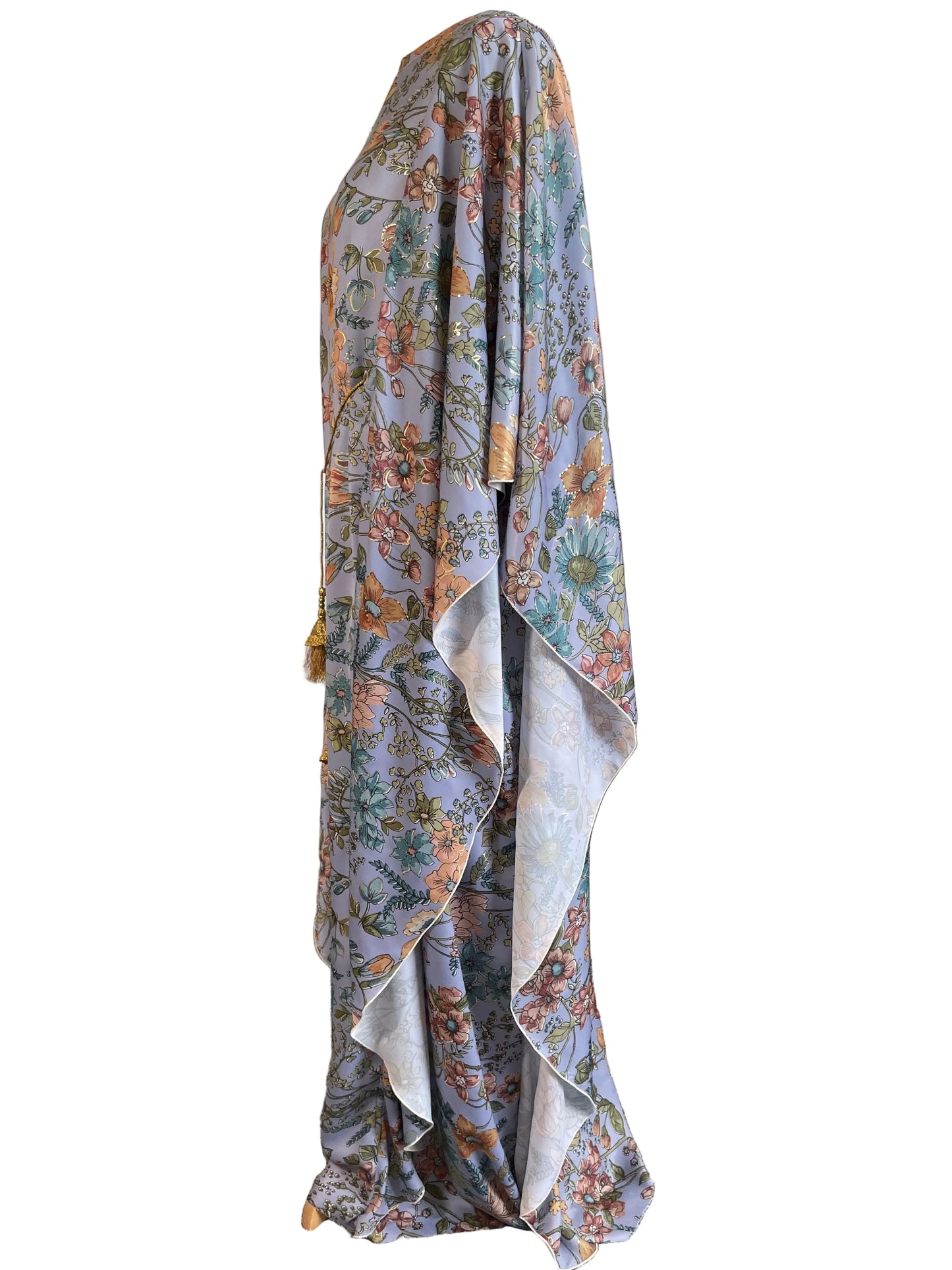 Blue Silk Floral ‘Gypsy’ Kaftan