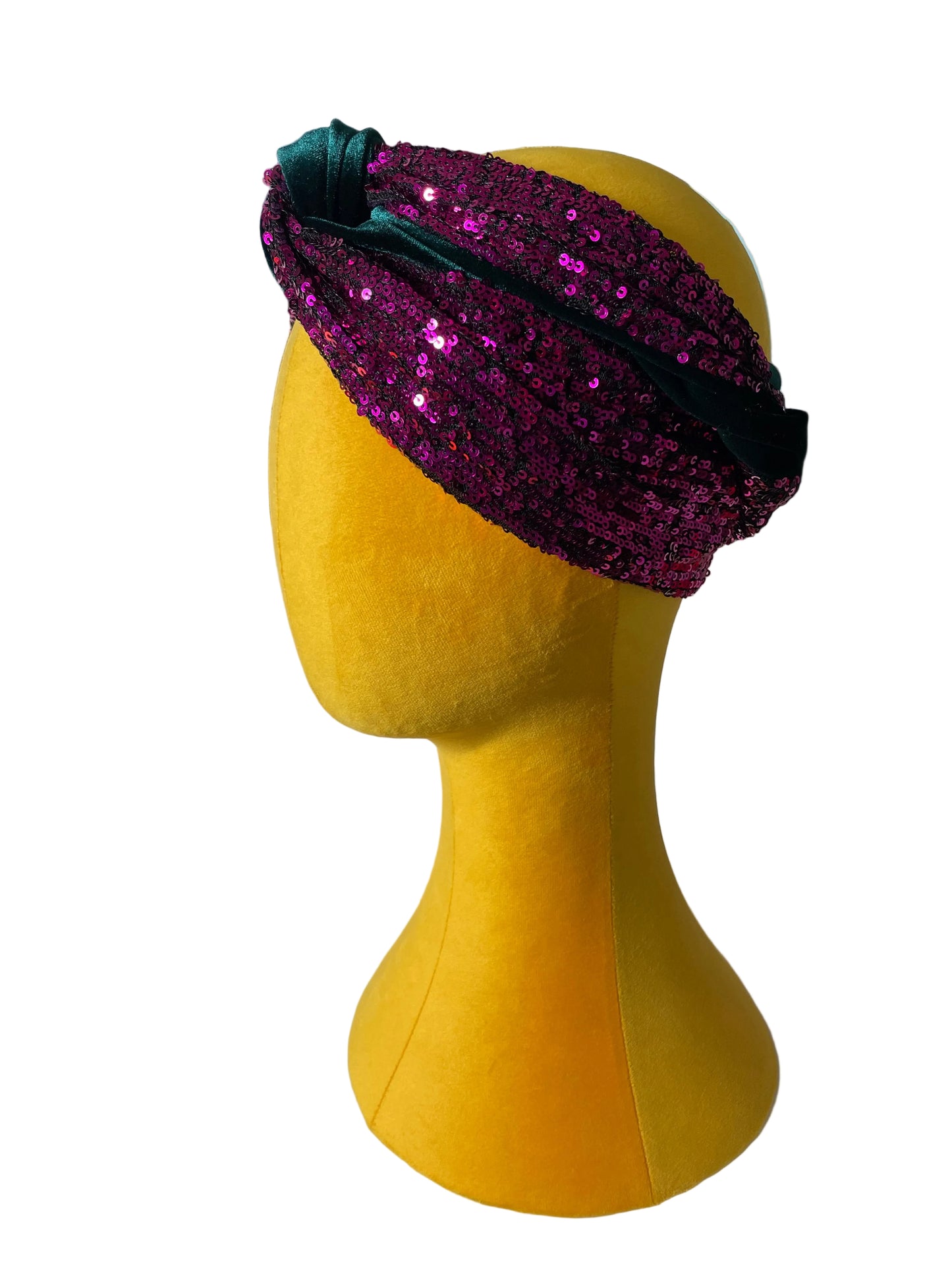 Emerald/Magenta Sequin Head Wrap