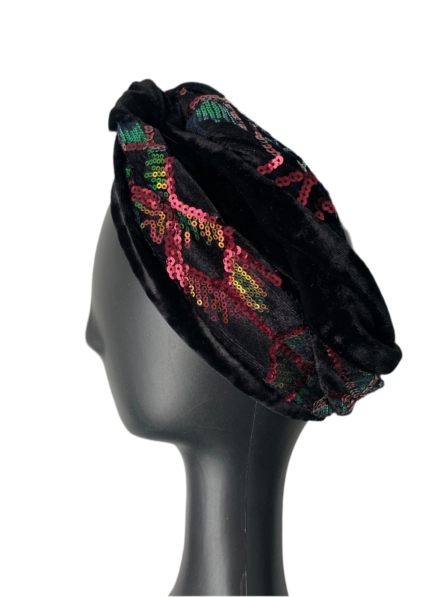 Red and Black Sequin Head Wraps