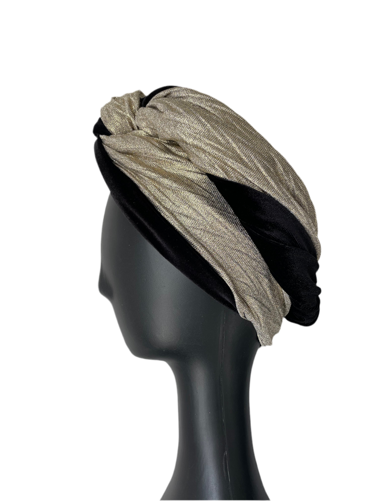Black and Gold Soft Stretch Turban
