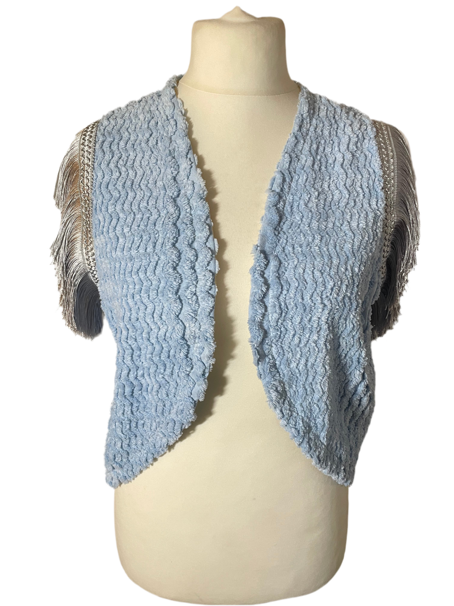 Blue Fringe Blanket Gilet