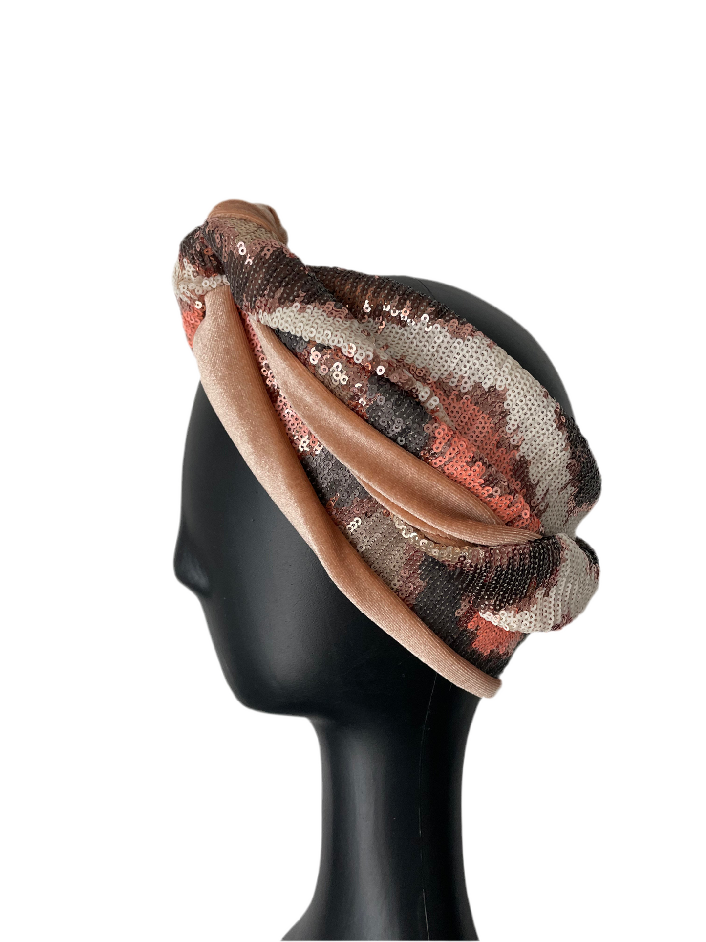 Peach Sequin Head Wrap