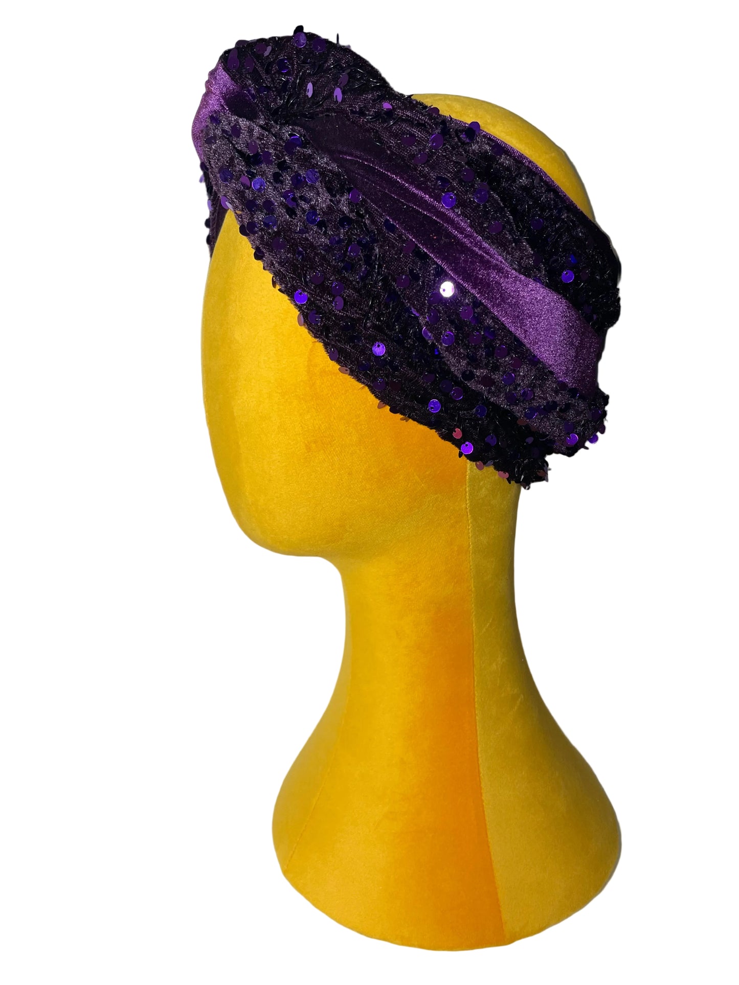 Purple Sequin Velvet Head Wrap