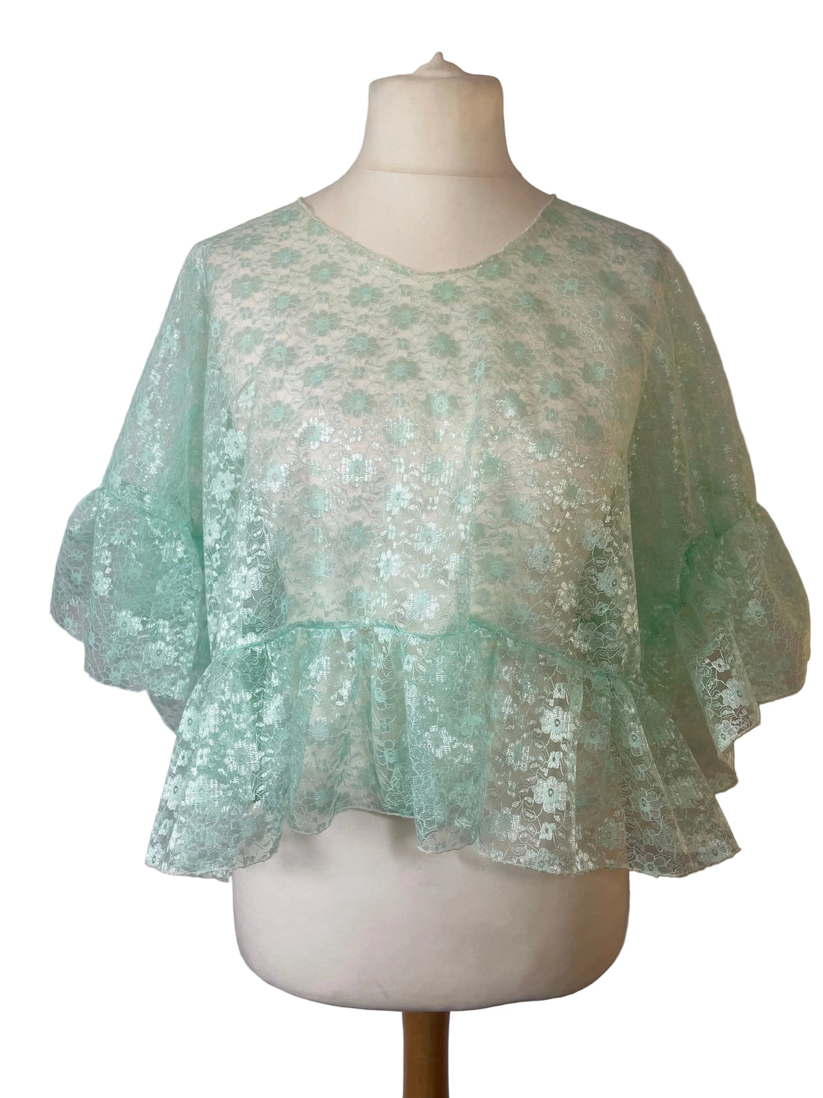 Sheer Mesh Ruffle Top