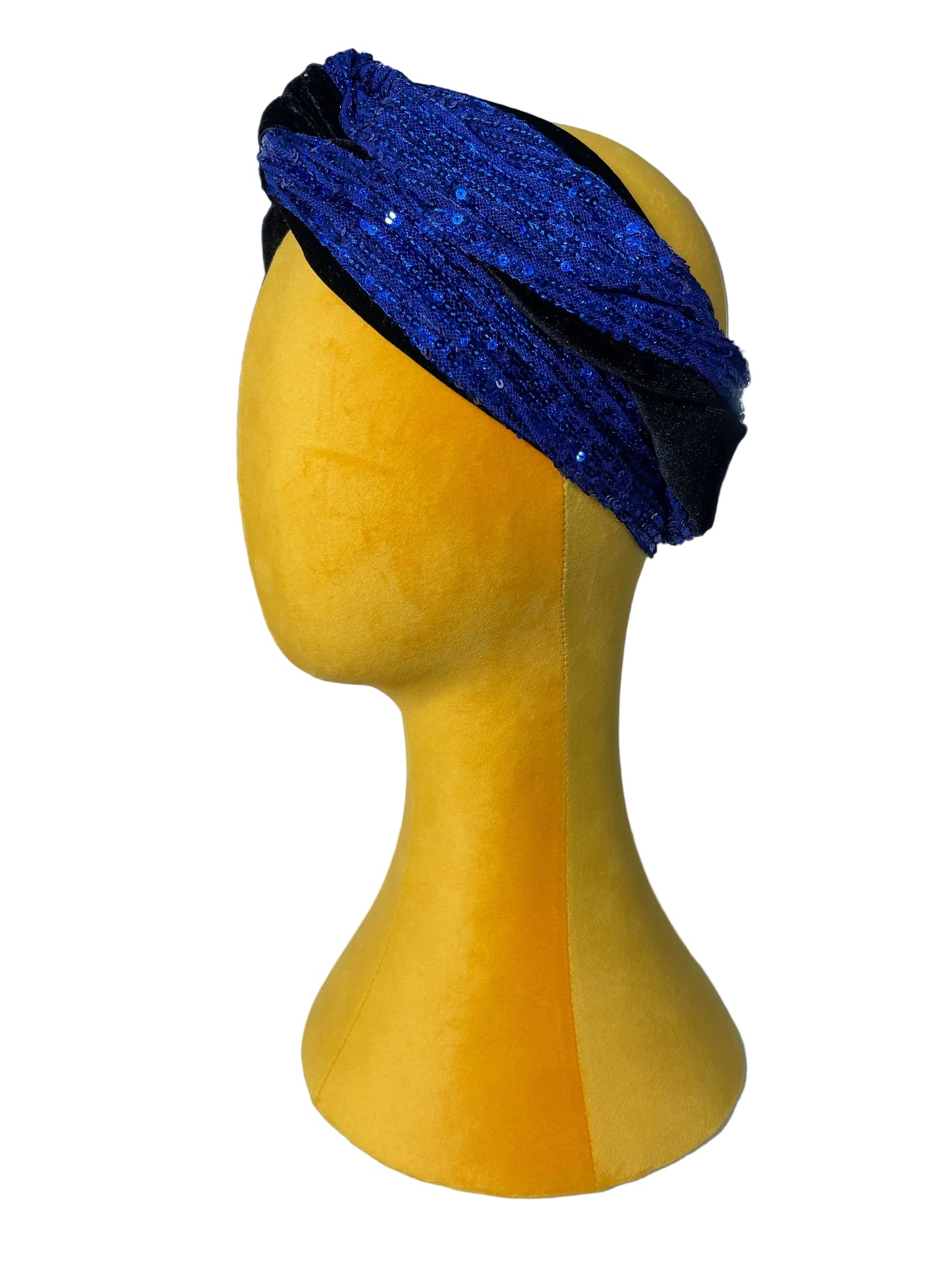 Black/Cobalt Sequin Head Wrap