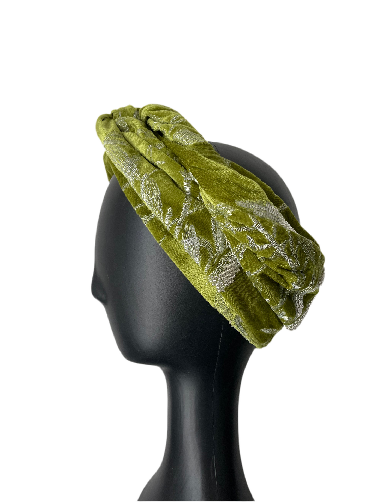 Chartreuse Green and silver velvet Wrap