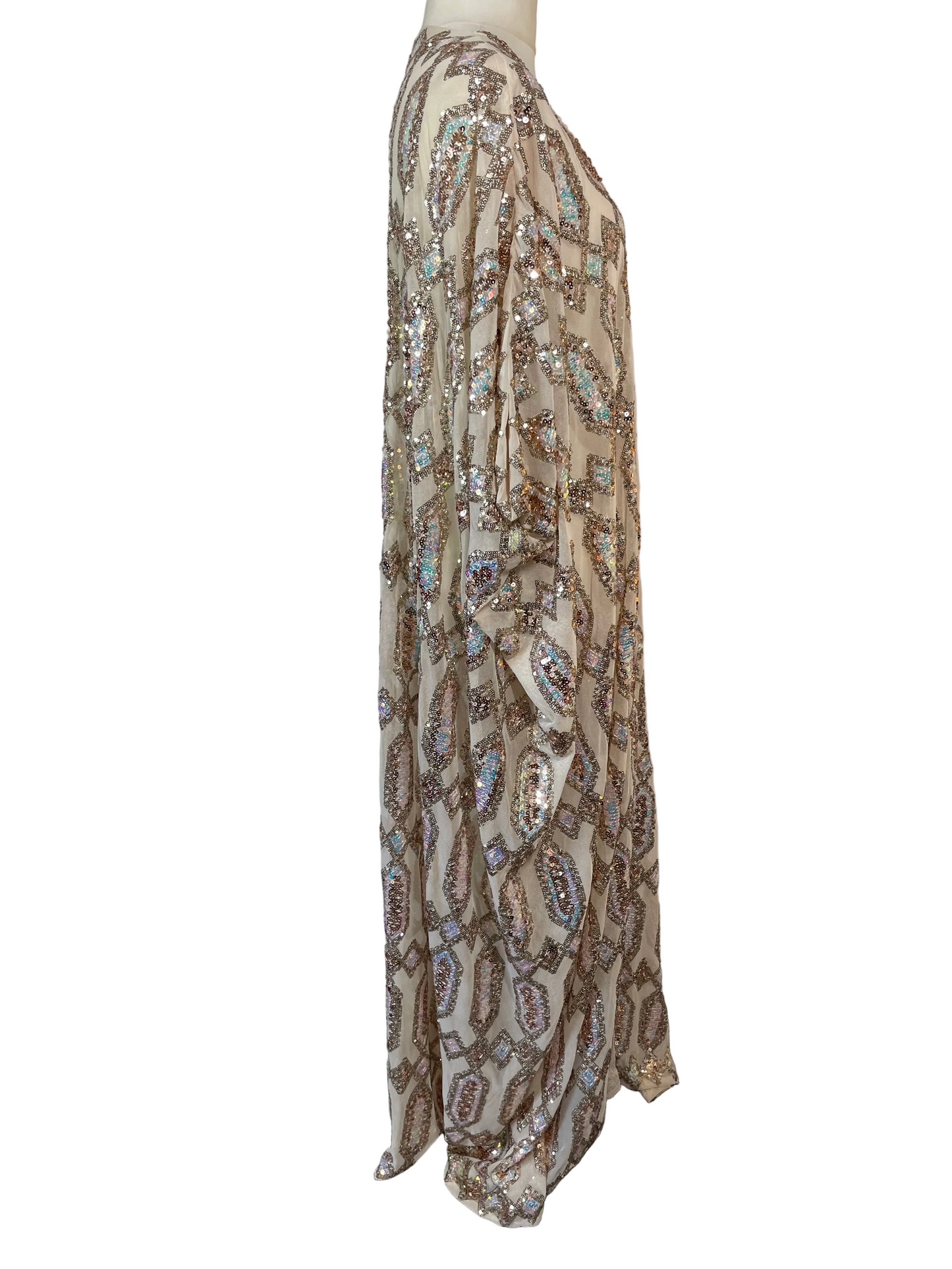 Nude Mesh Sequin Kimono