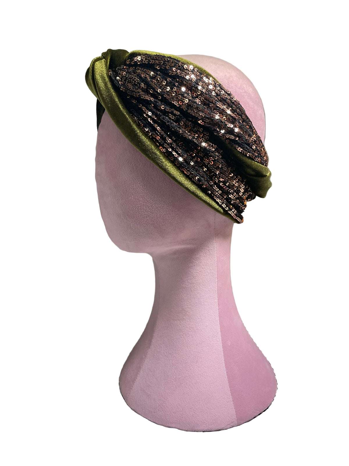 Green and Bronze Sequin Head Wrap