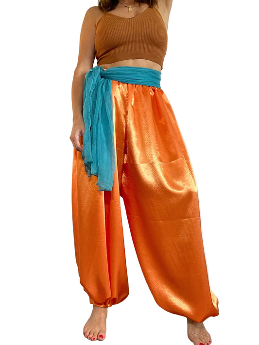 Orange Satin ‘Jeannie’ Pants