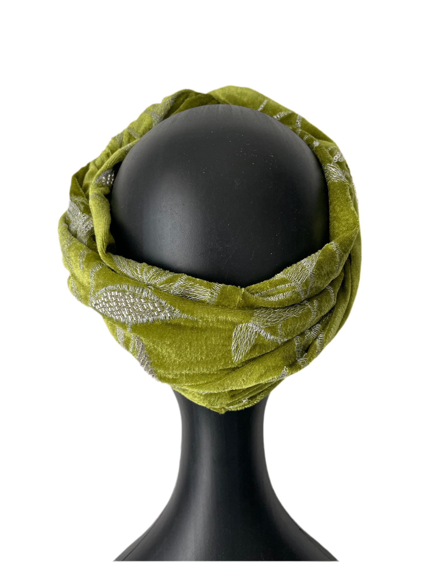 Chartreuse Green and silver velvet Wrap