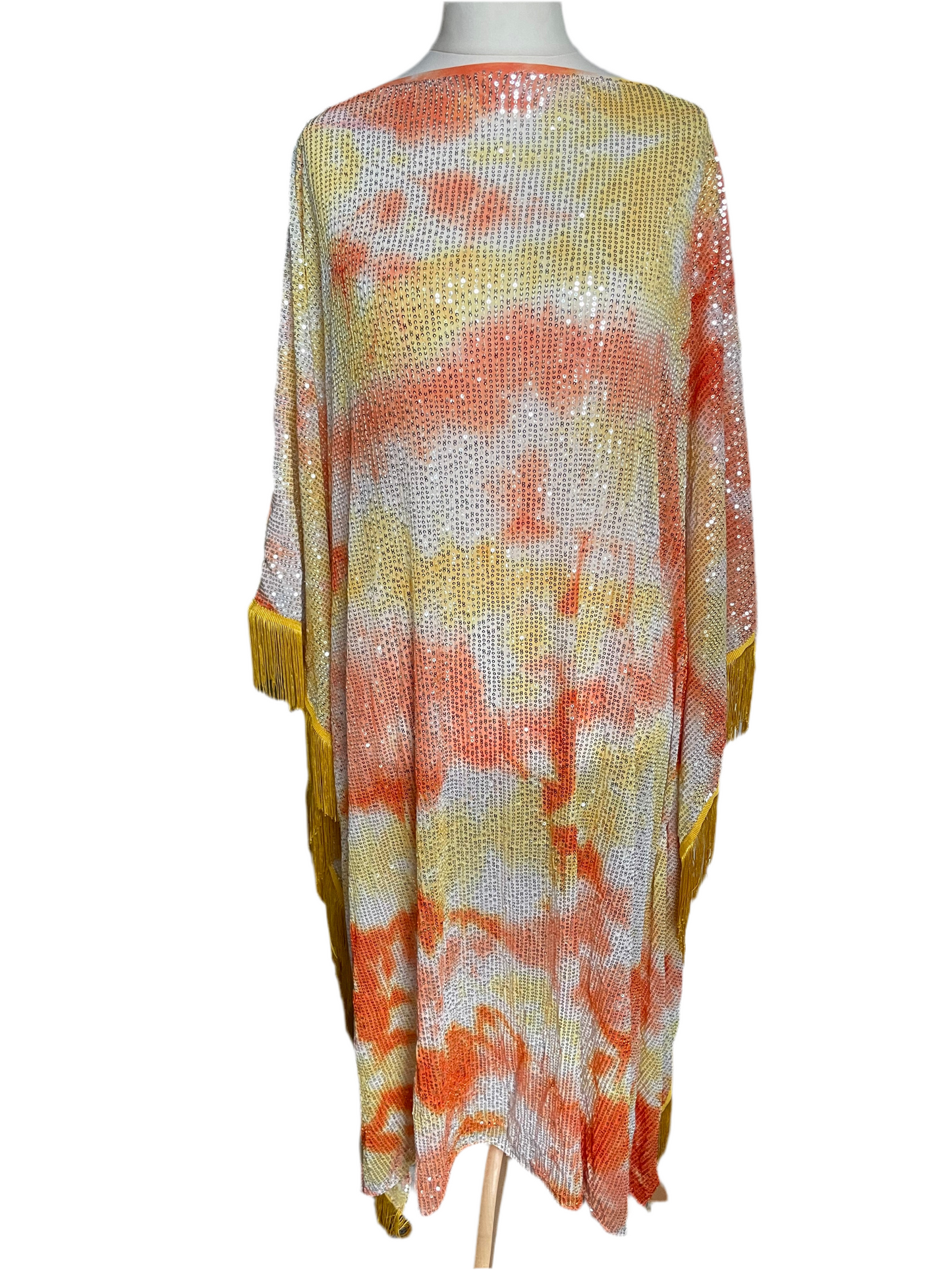 Tie Dye Sequin Fringe Kaftan