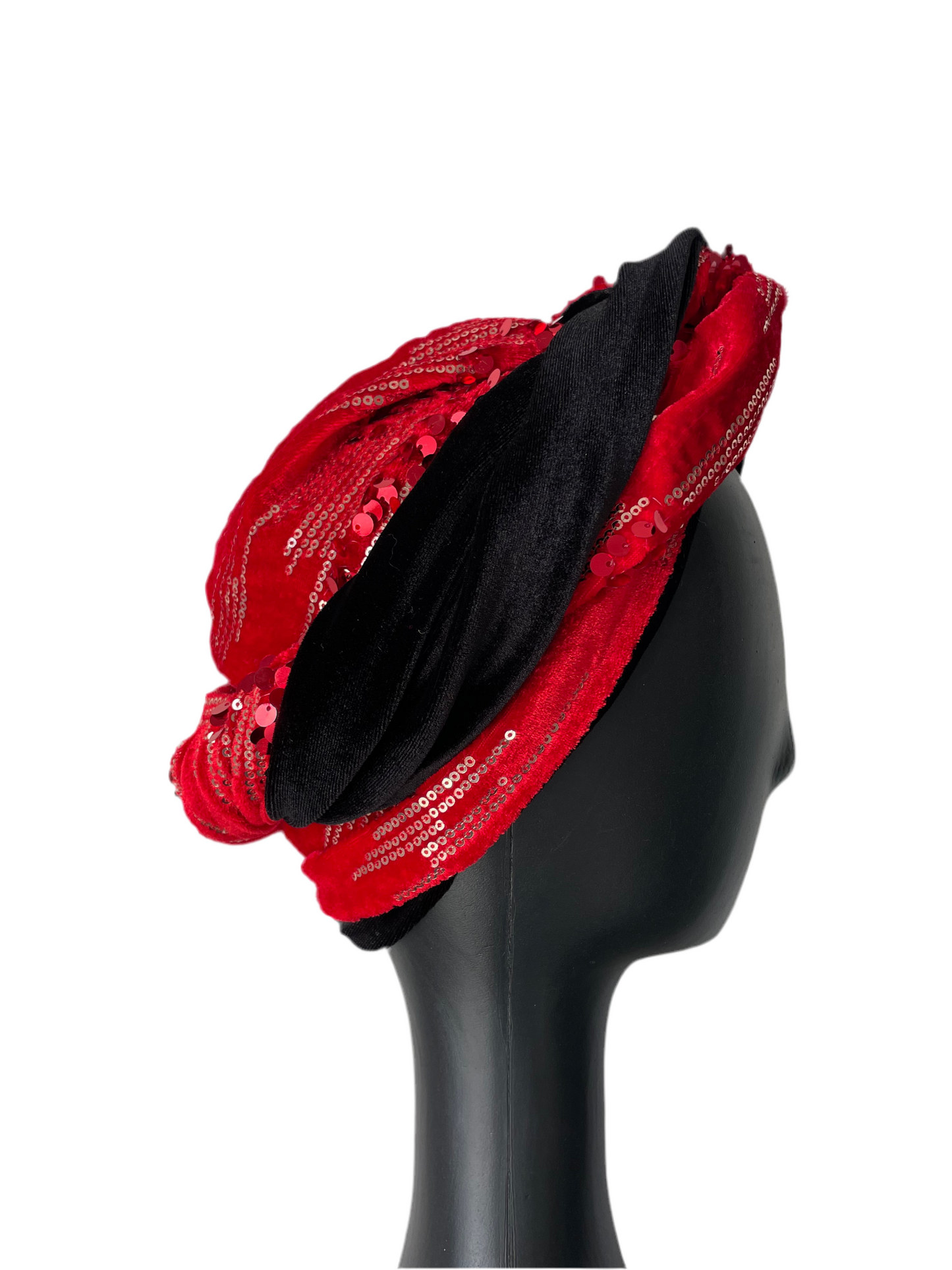 Red and Black Sequin Turban