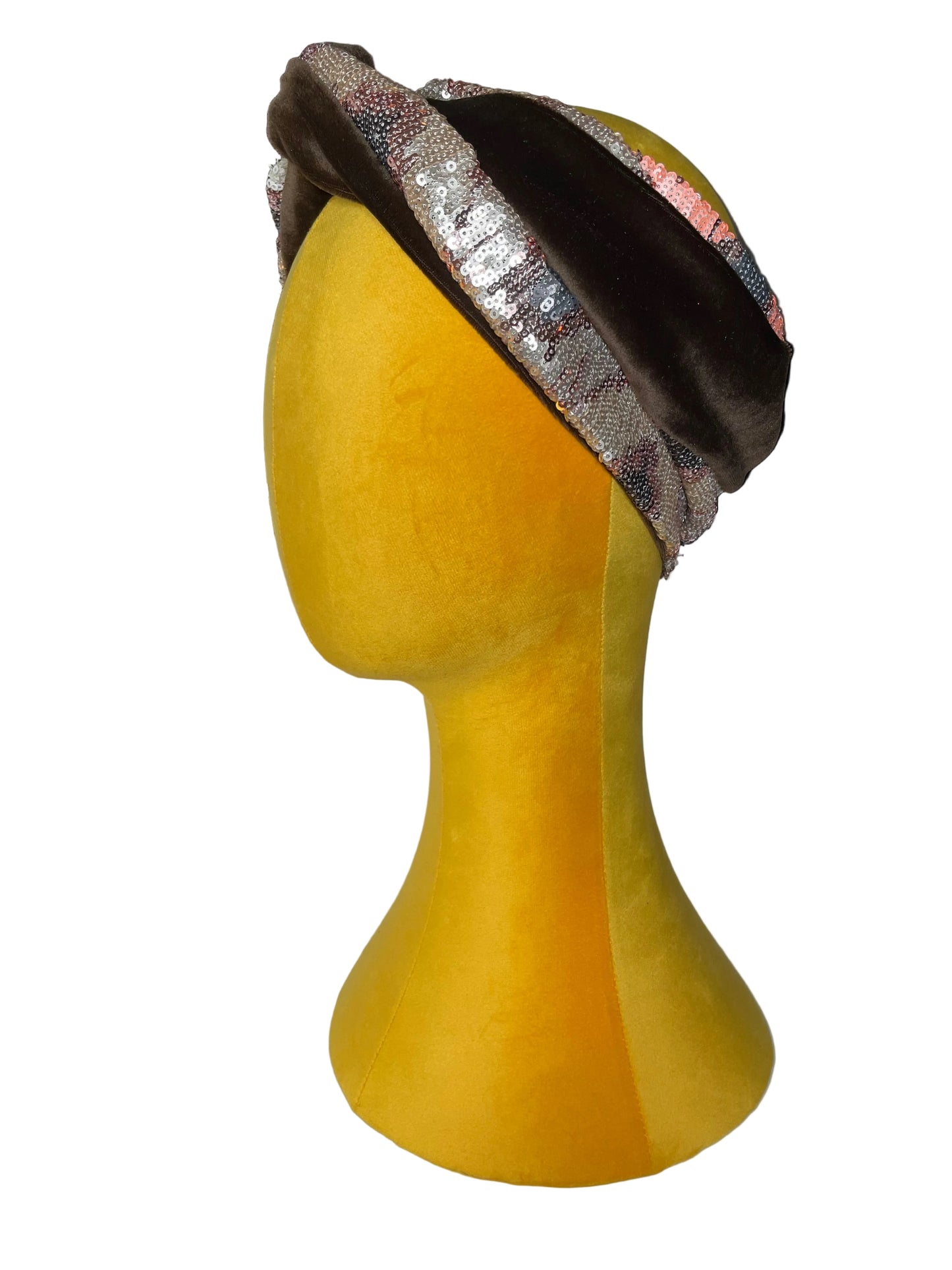 Brown/Bronze Peach Sequin Head Wrap