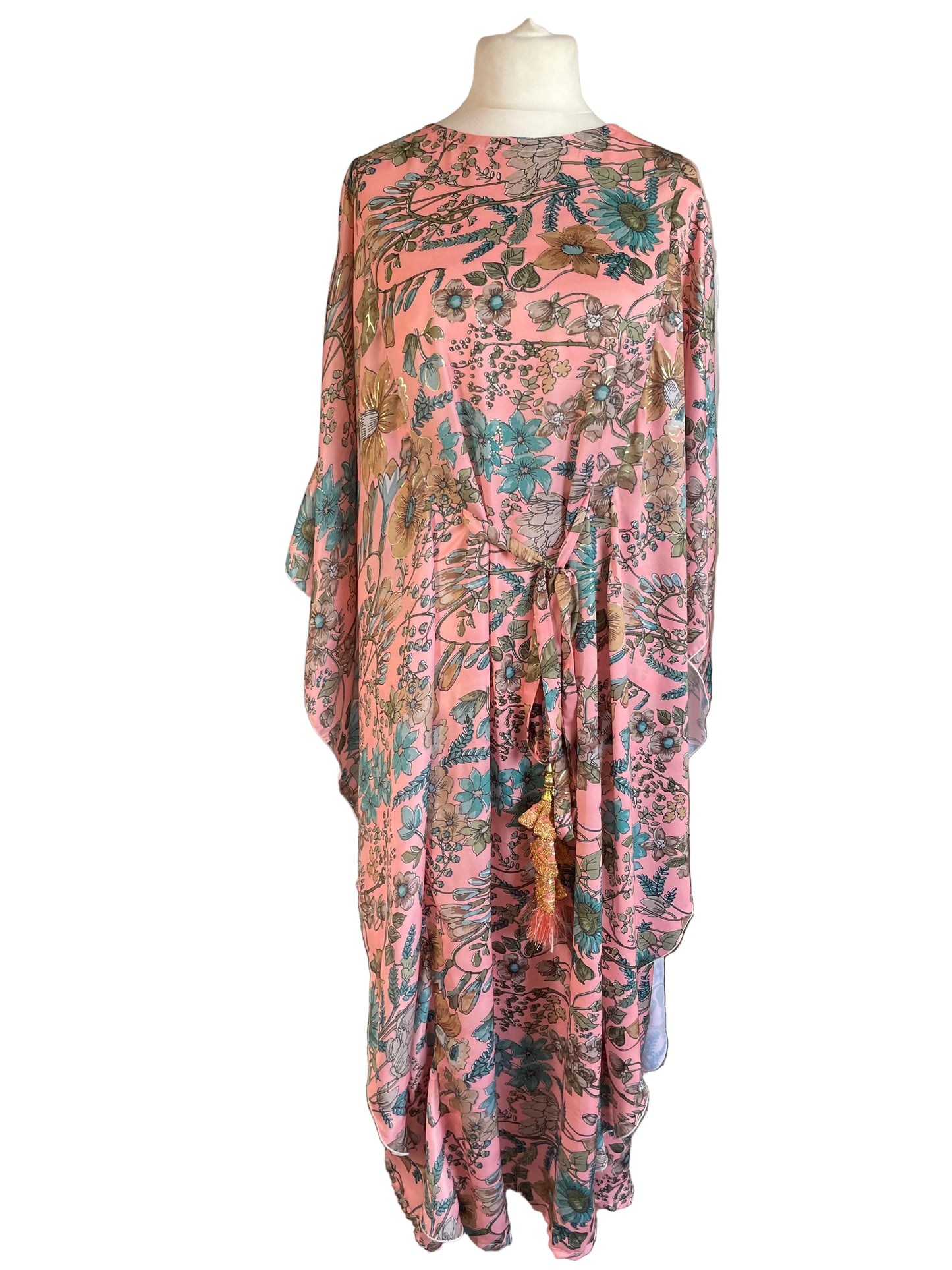 Peach Floral Silk ‘Gypsy’ Kaftan