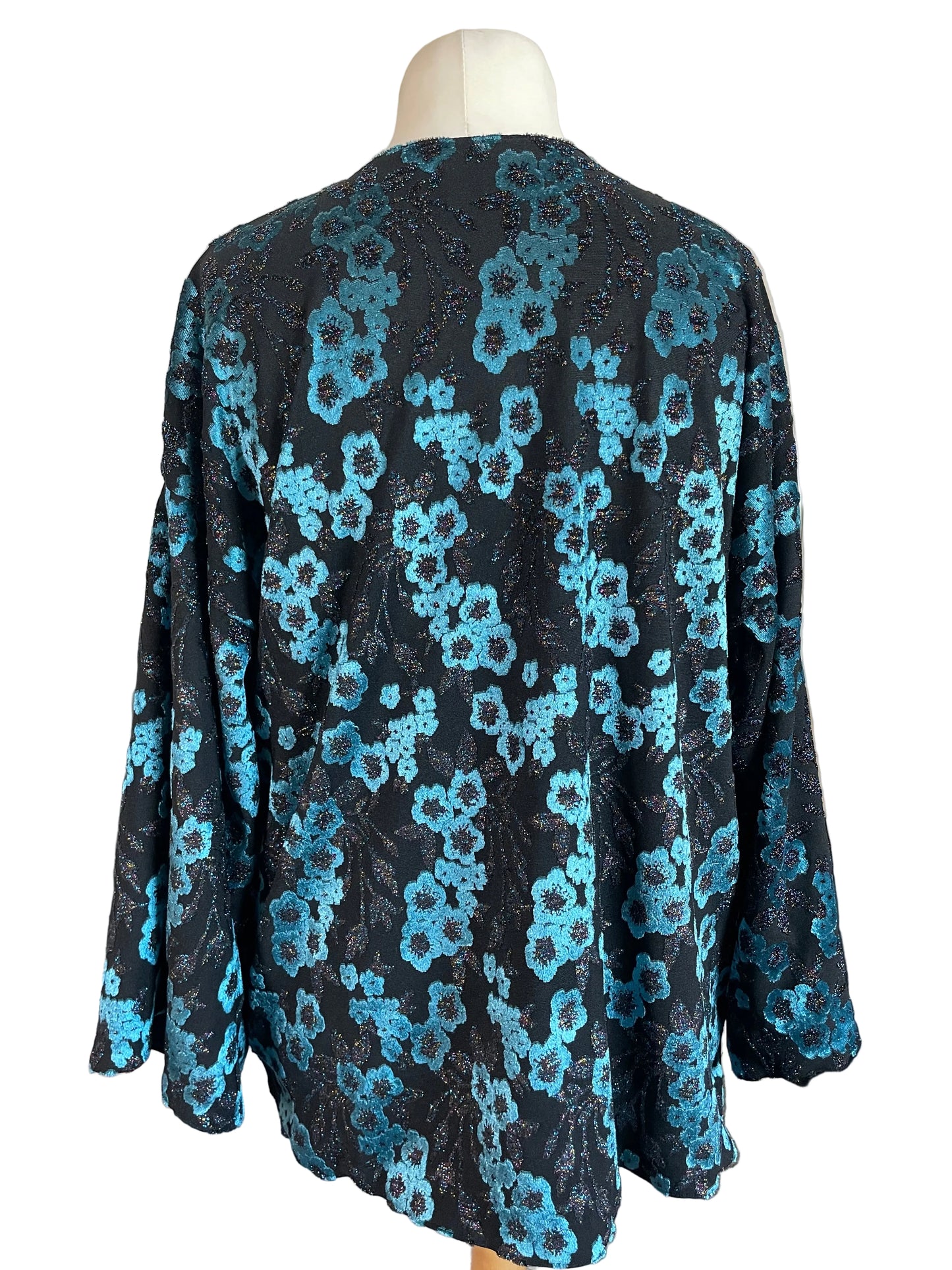 Blue Metallic Floral ‘Loretta’ Kimono Jacket