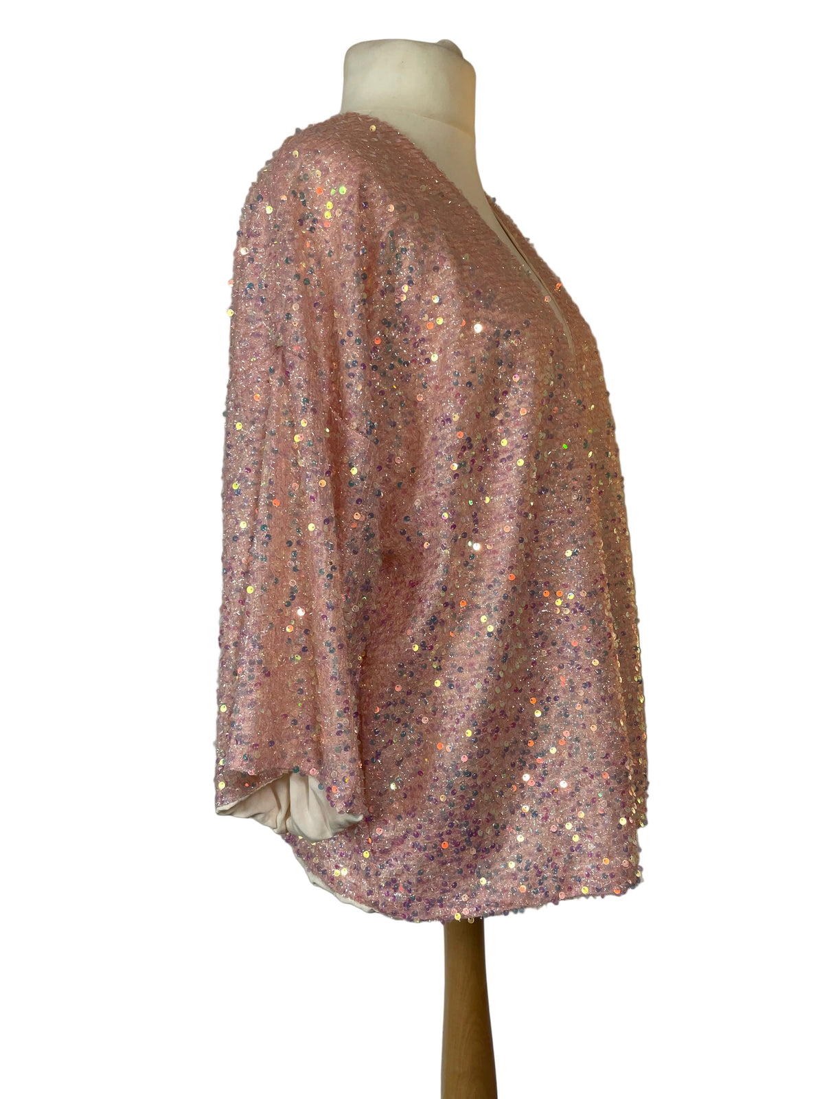 Pink Sequin Kimono Jacket