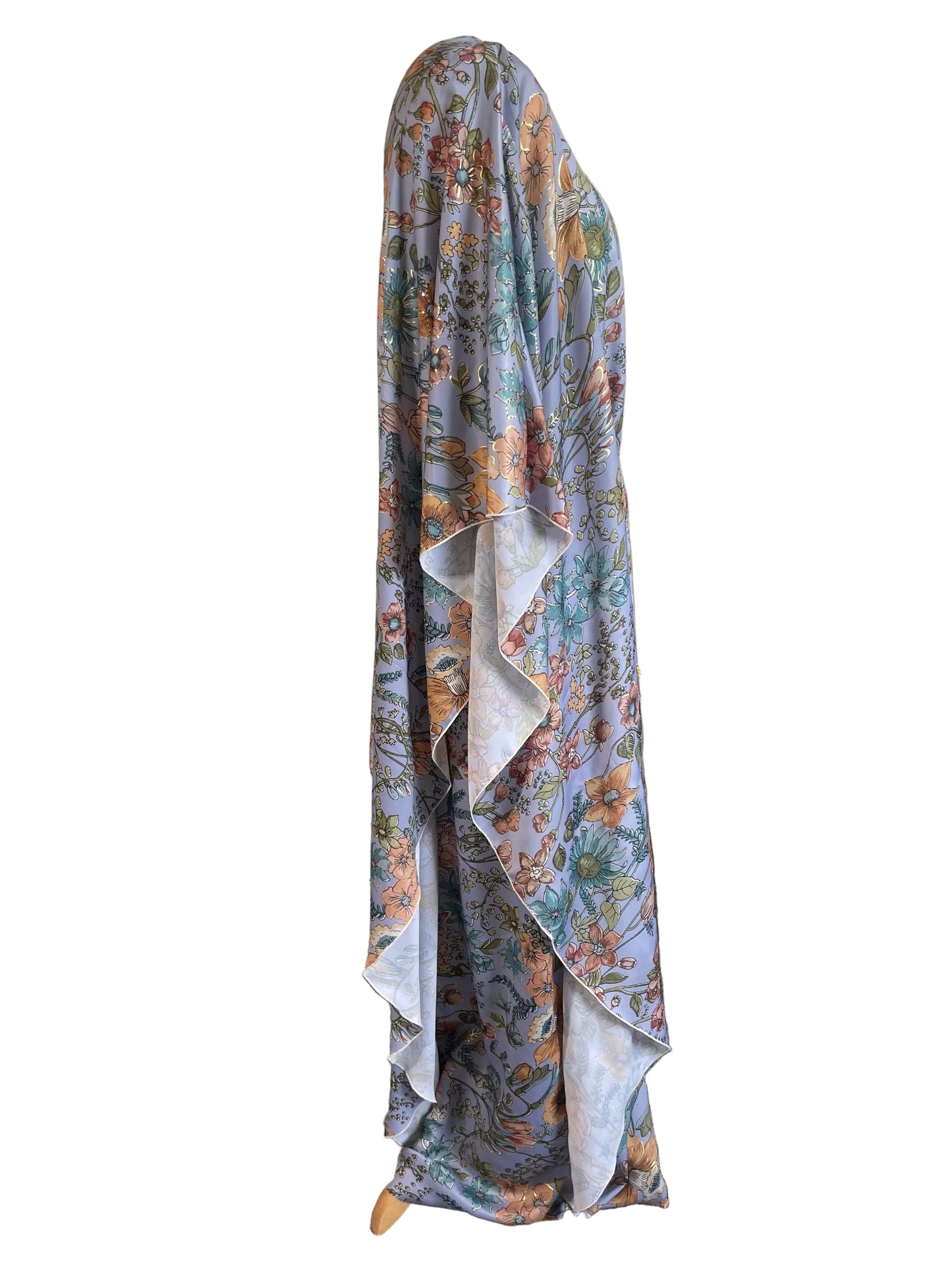 Blue Silk Floral ‘Gypsy’ Kaftan