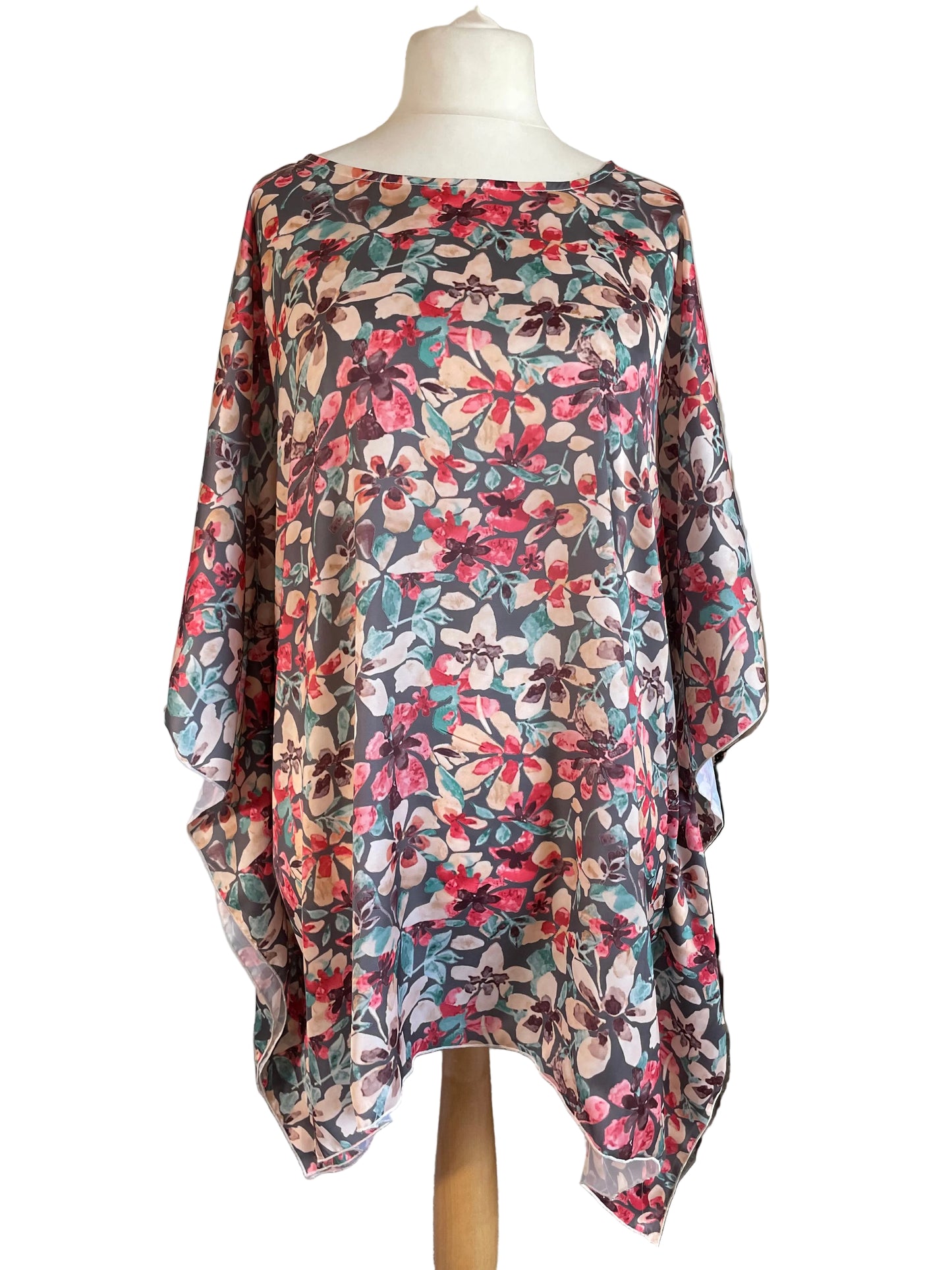 Silk Floral Kaftan Mini