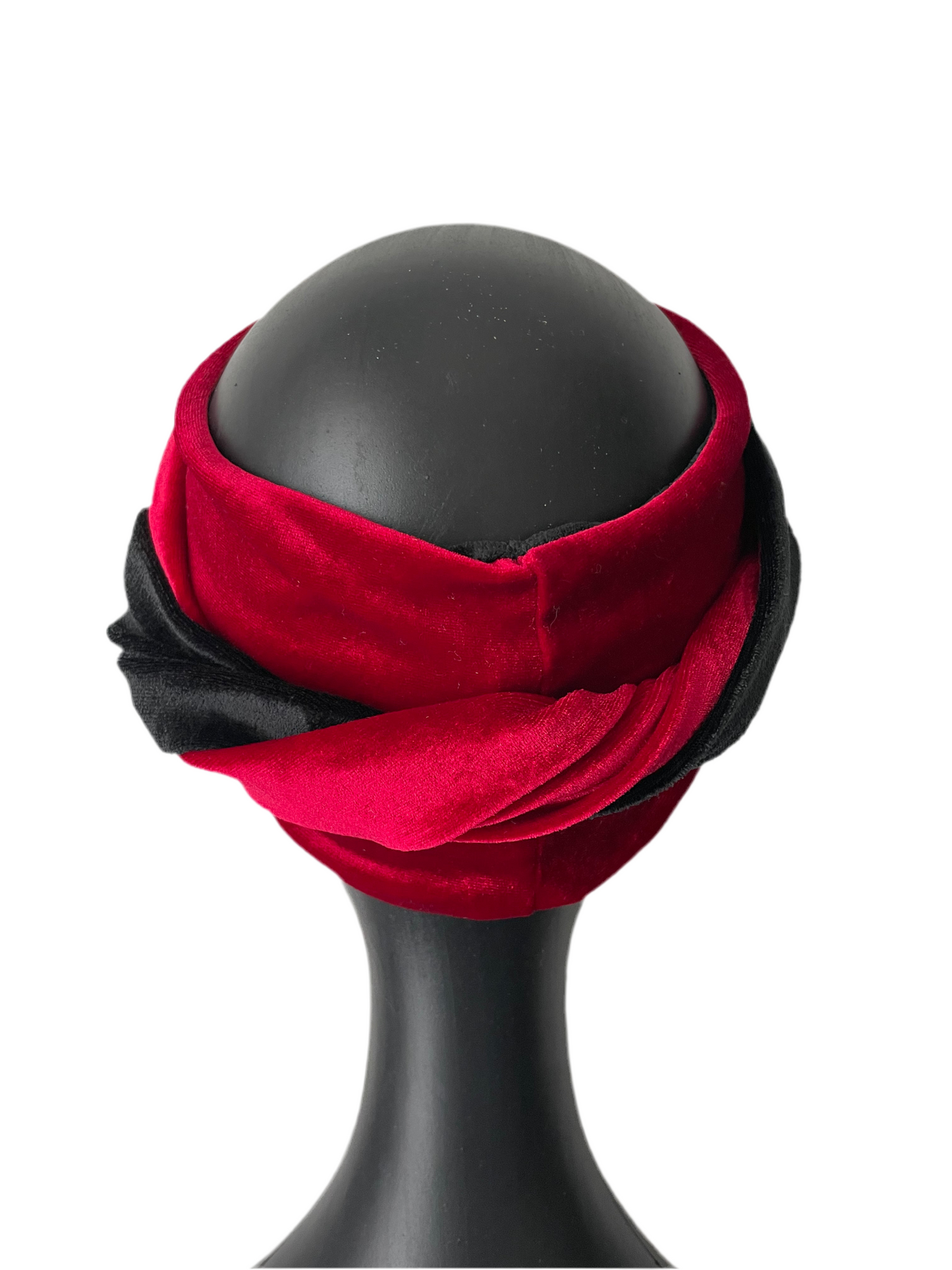 Red and Black Velour Head Wrap