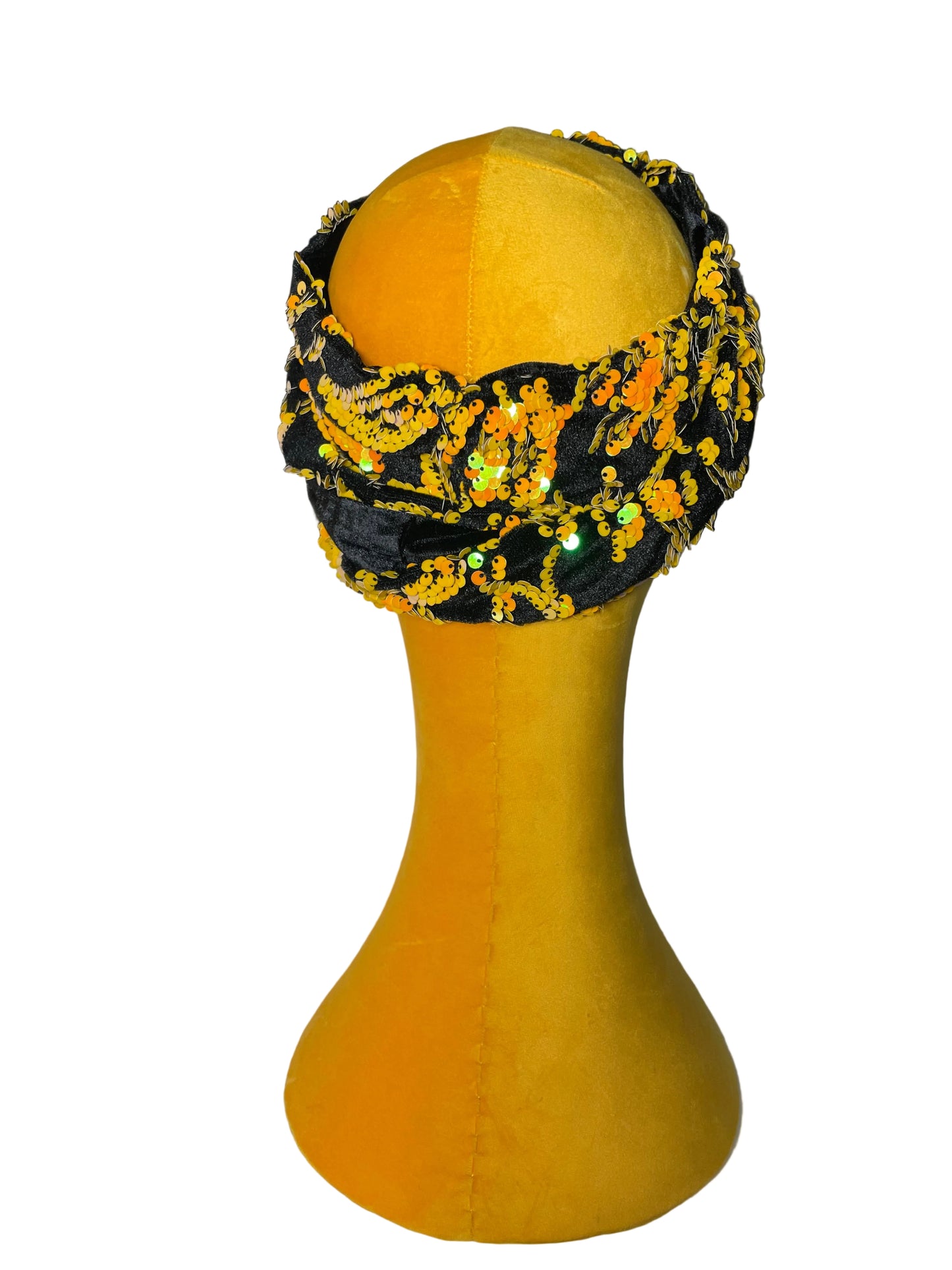 Black/Yellow Sequin Head Wrap