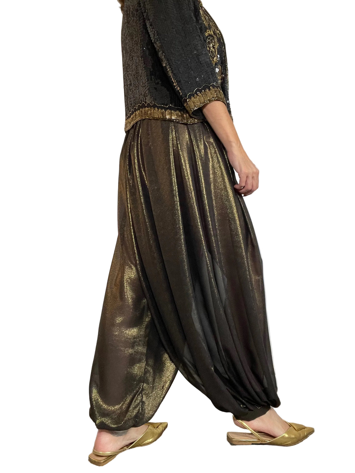 Gold Black Chiffon ‘Jeannie’ Pants