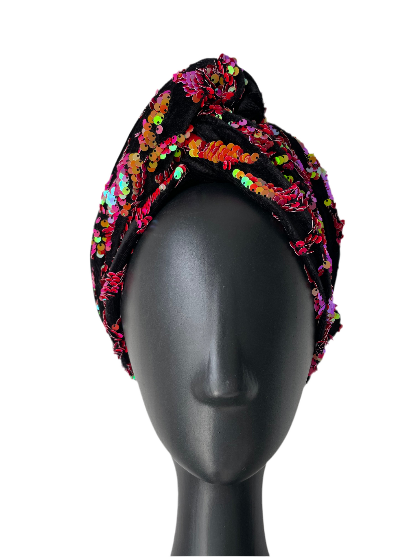 Pink/Orange Sequin Velvet Turban