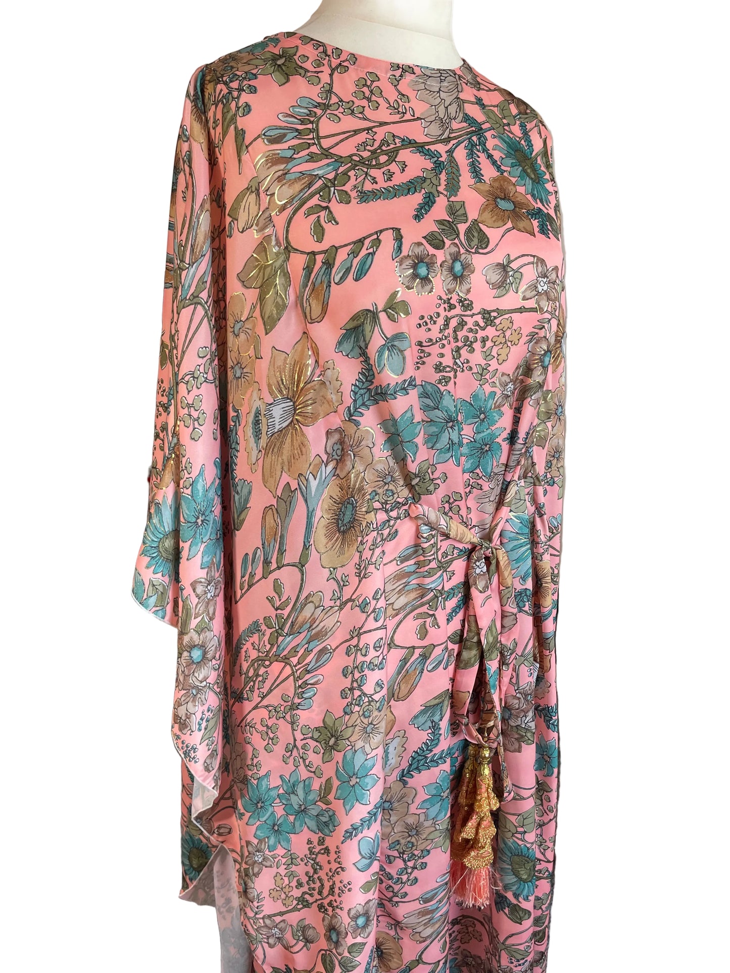 Peach Floral Silk ‘Gypsy’ Kaftan