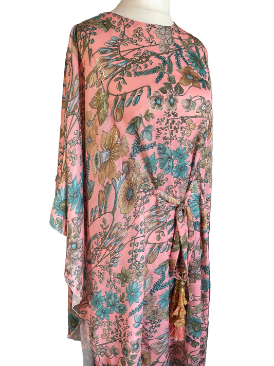 Peach Floral Silk ‘Gypsy’ Kaftan