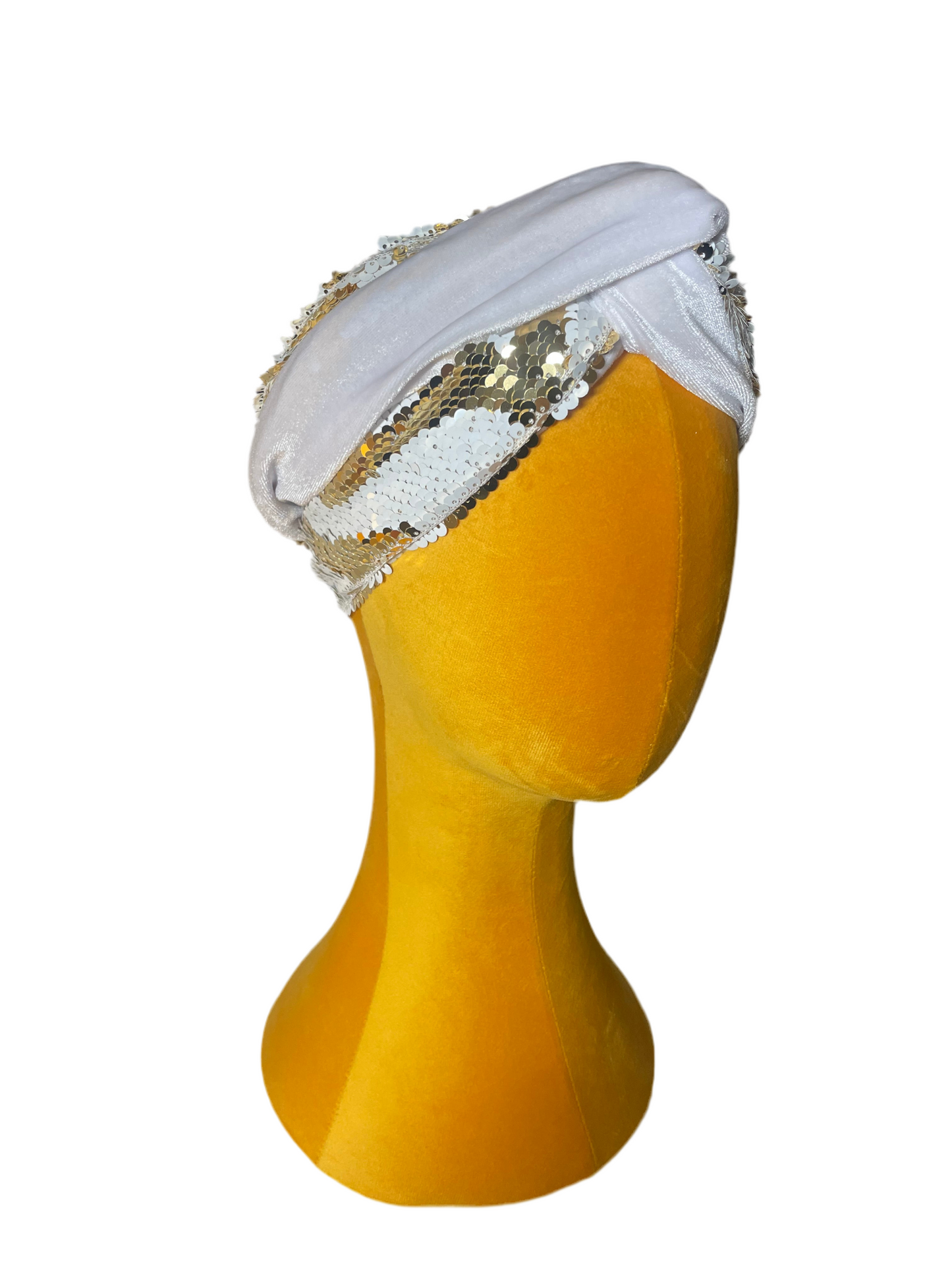 White/Gold Sequin Head Wrap