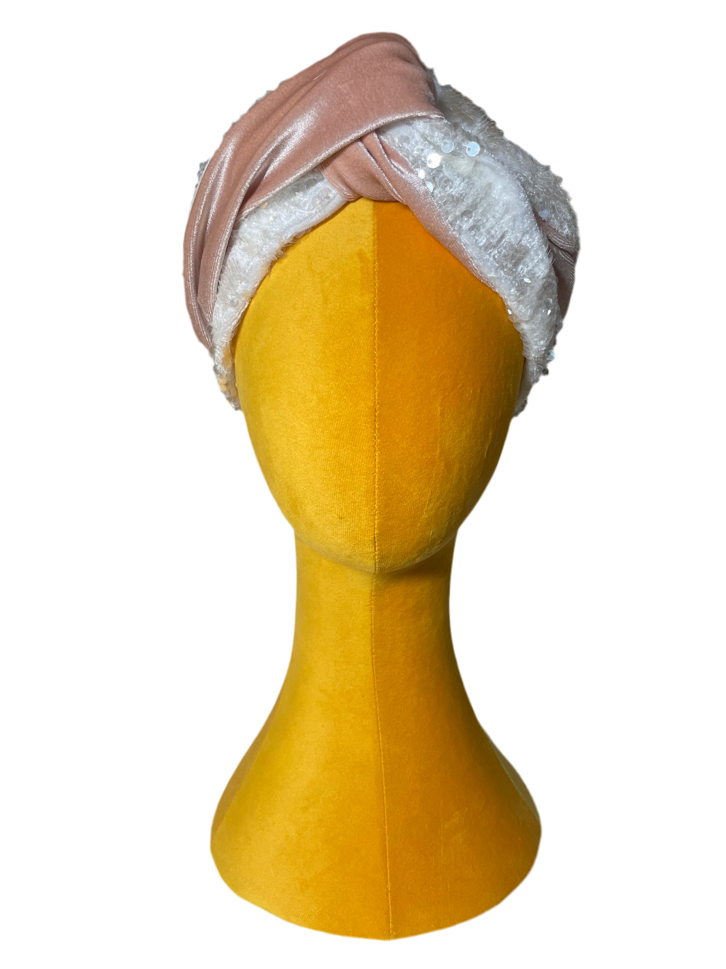 White/Nude Sequin Head Wrap