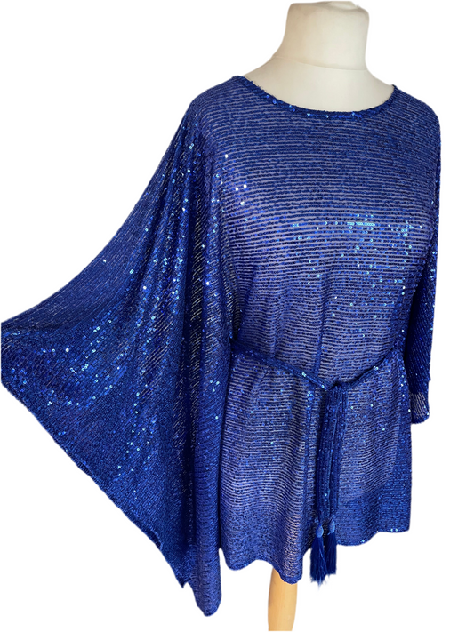 Cobalt Sequin Kaftan Mini