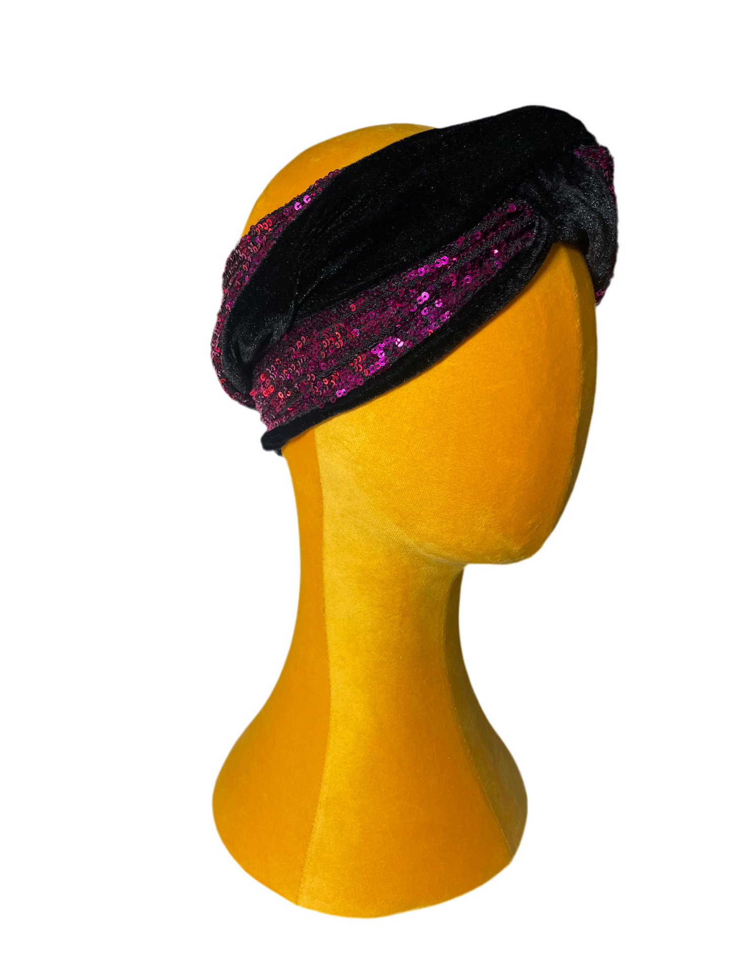 Black/Magenta Sequin Head wrap