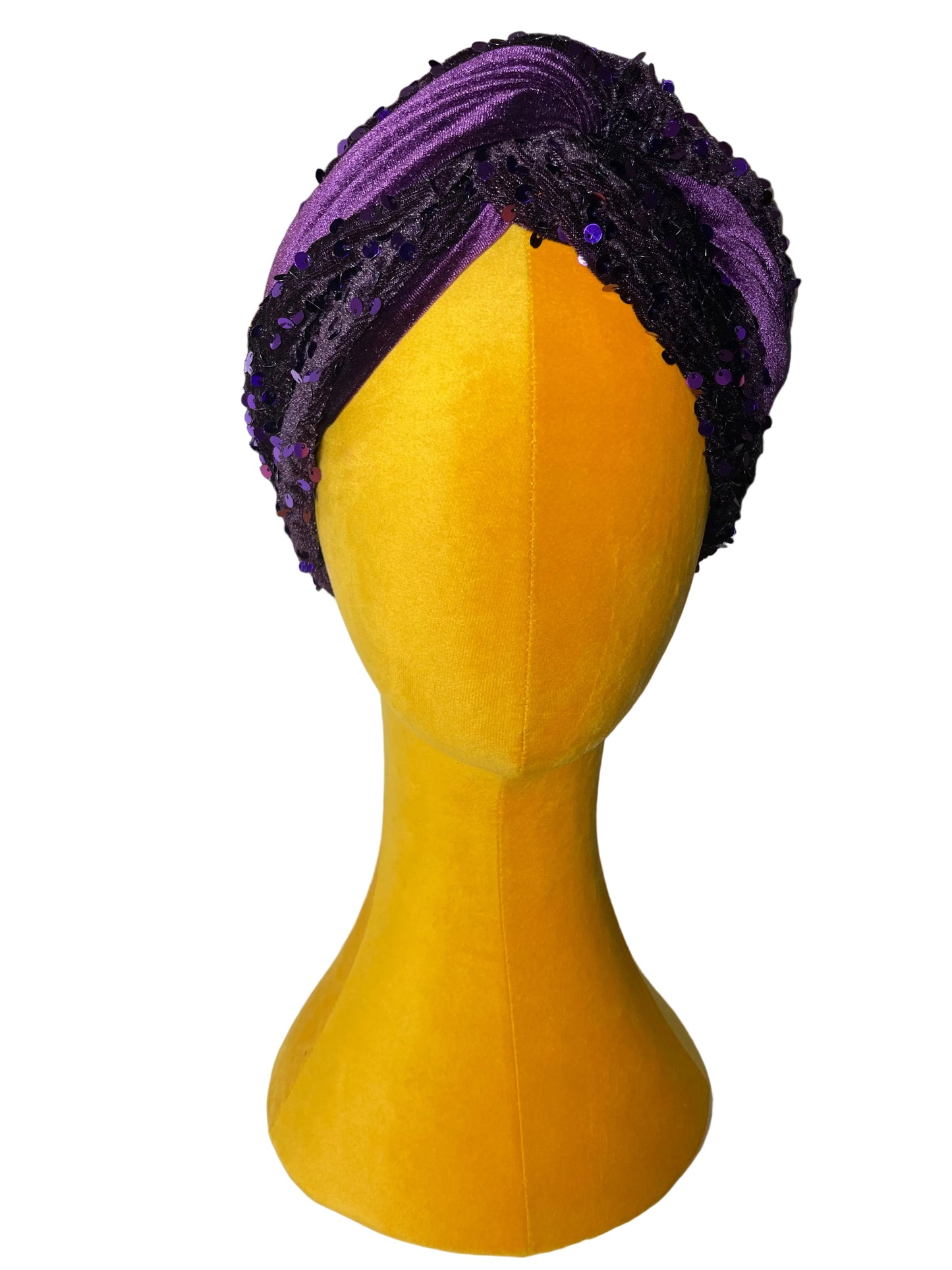 Purple Sequin Velvet Head Wrap