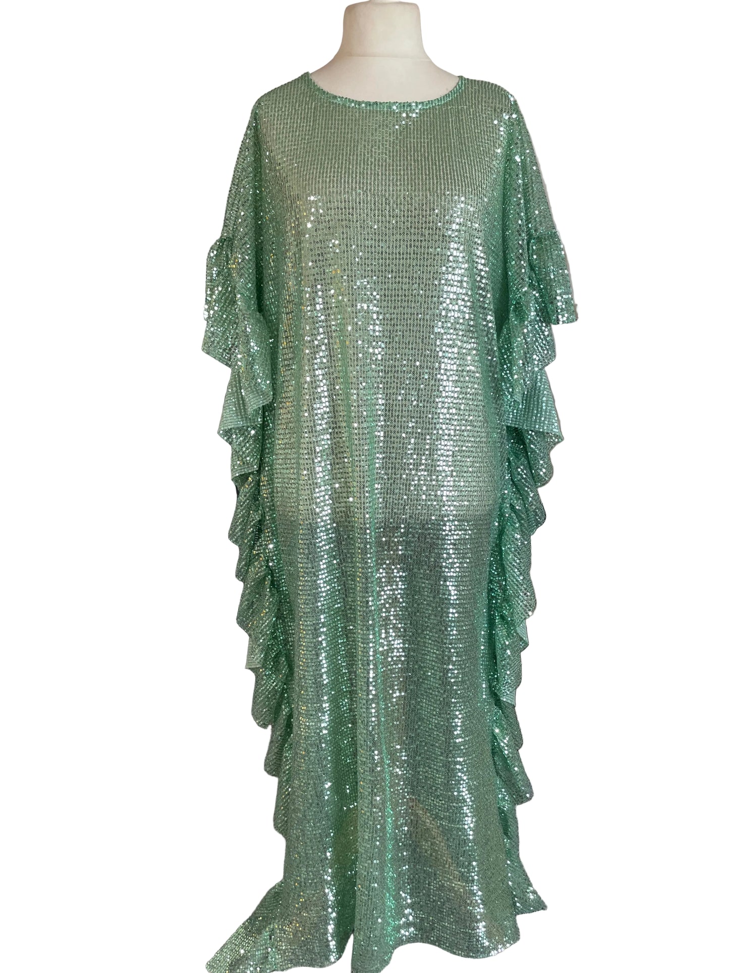 Pale Green Sequin ‘Estelle’ Kaftan
