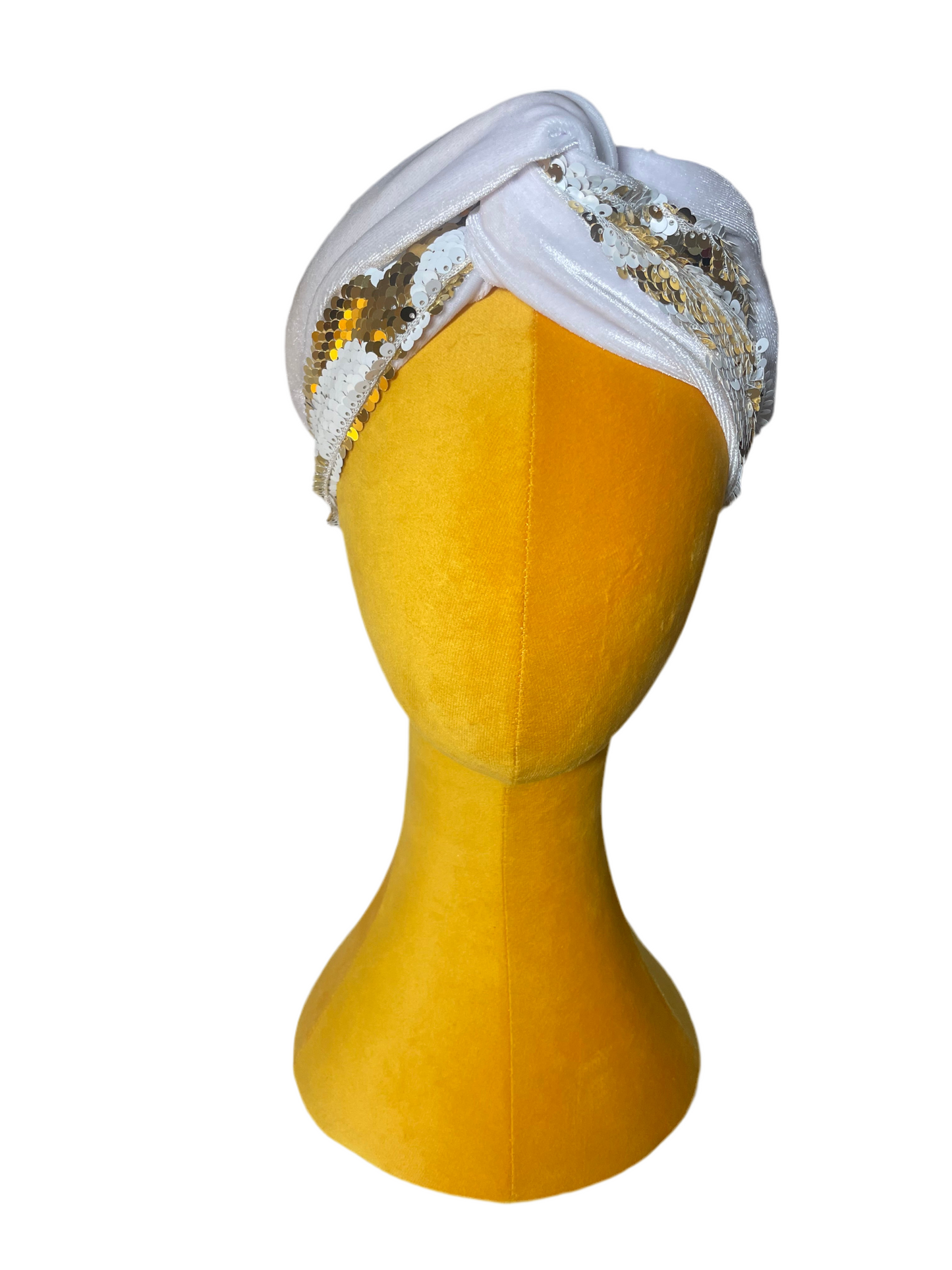 White/Gold Sequin Head Wrap