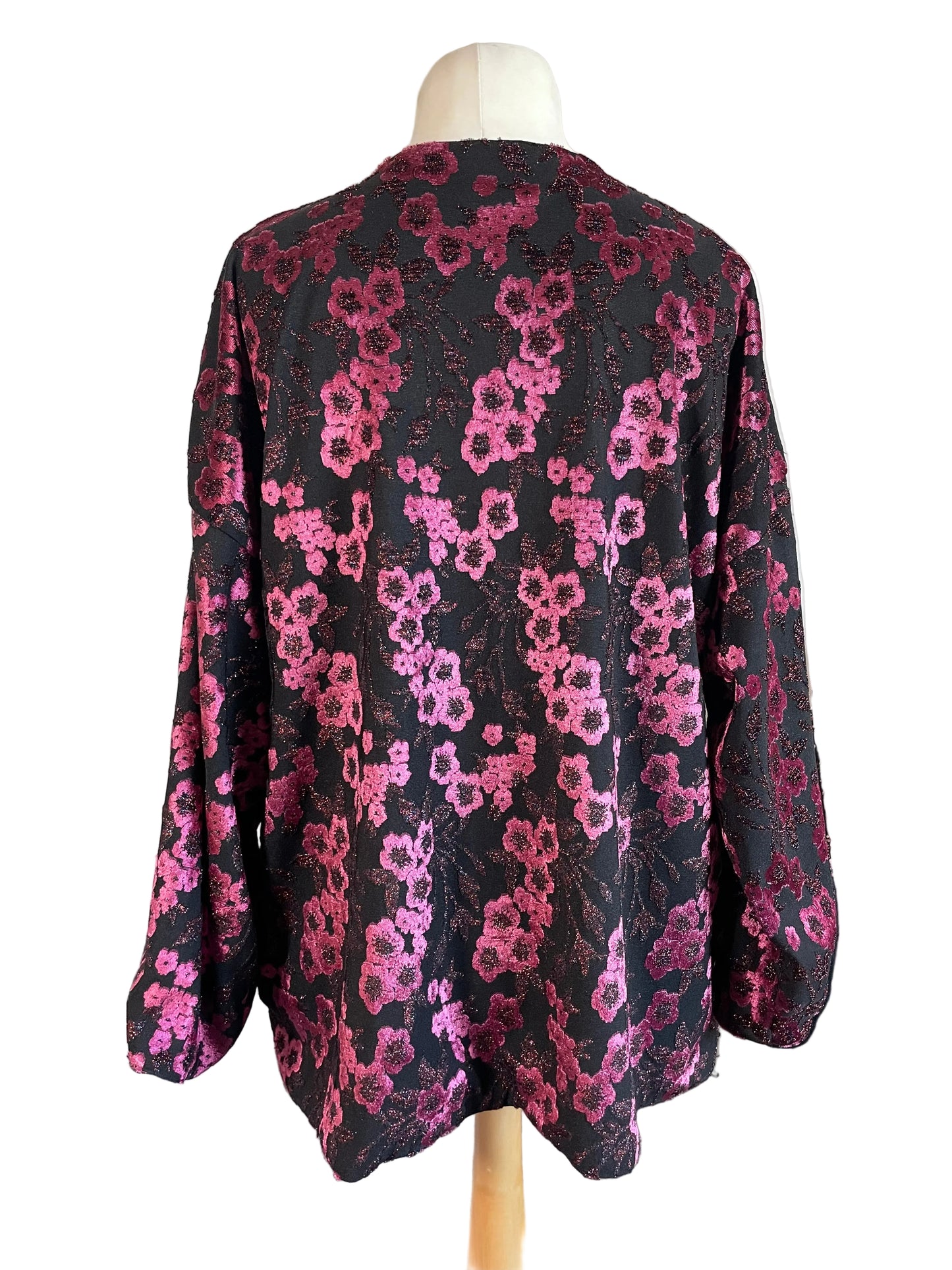 Magenta Metallic Floral “Loretta’ Kimono Jacket