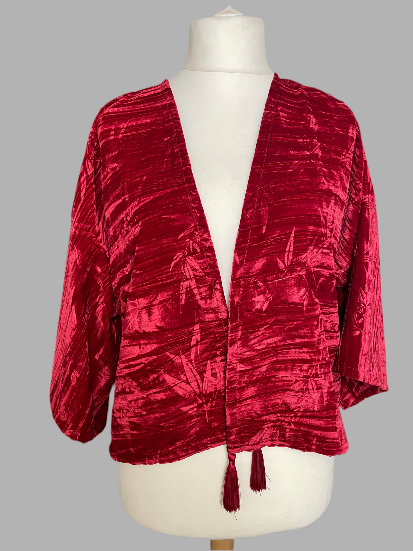 Red Cropped Kimono Jacket