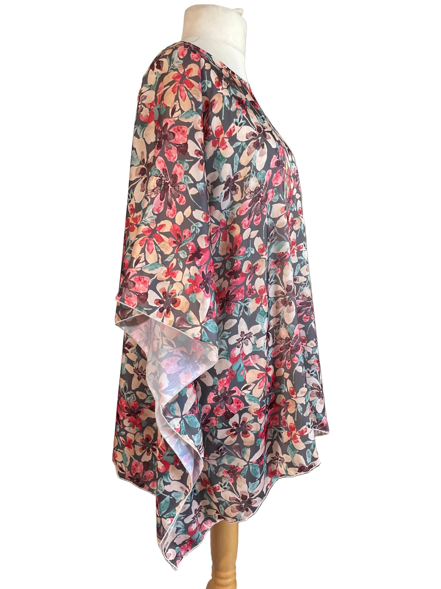 Silk Floral Kaftan Mini