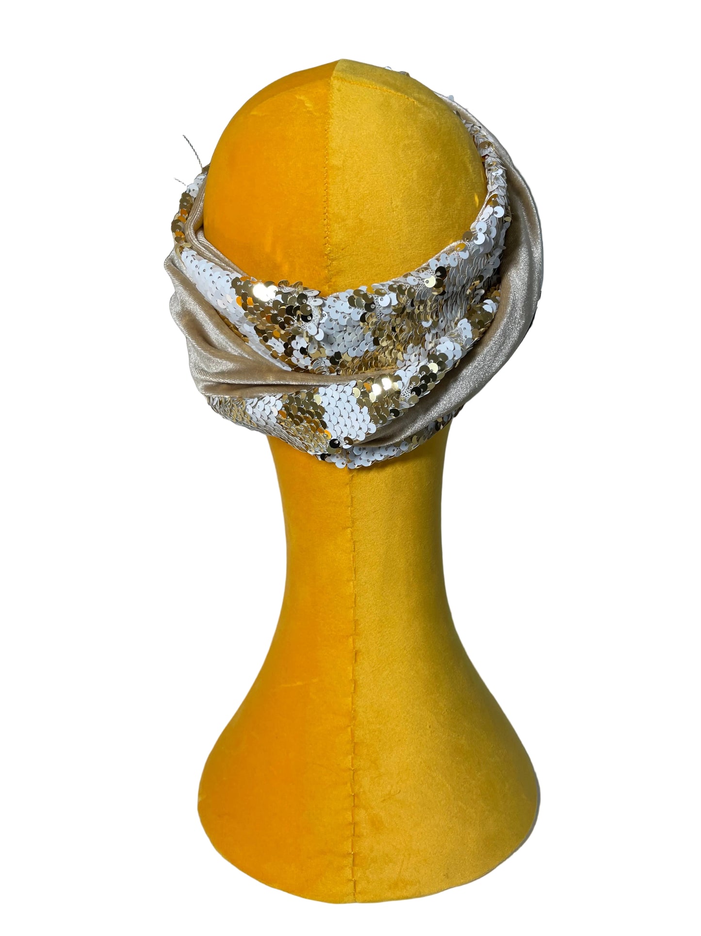 Nude/White and Gold Sequin Head Wrap
