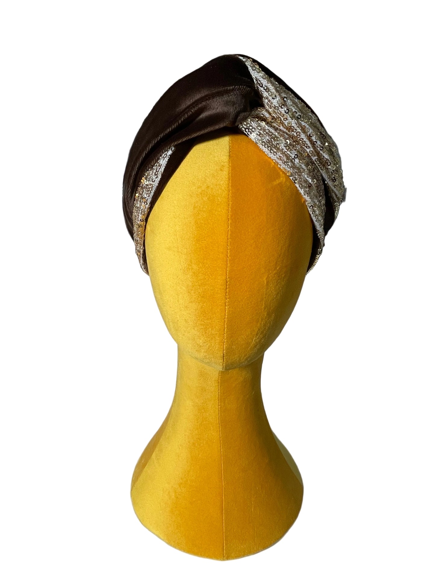 Brown/Gold Sequin Head Wrap