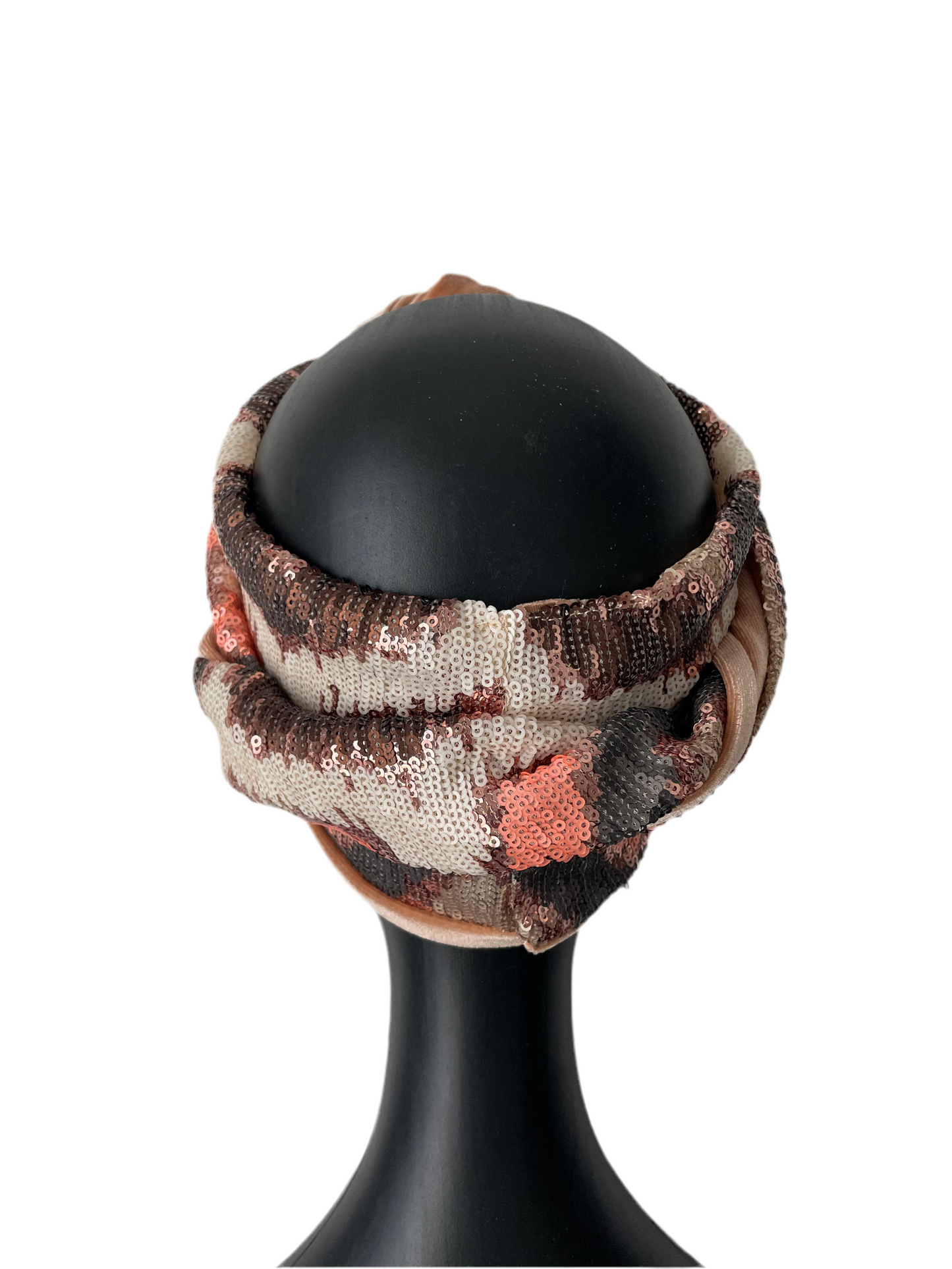 Peach Sequin Head Wrap
