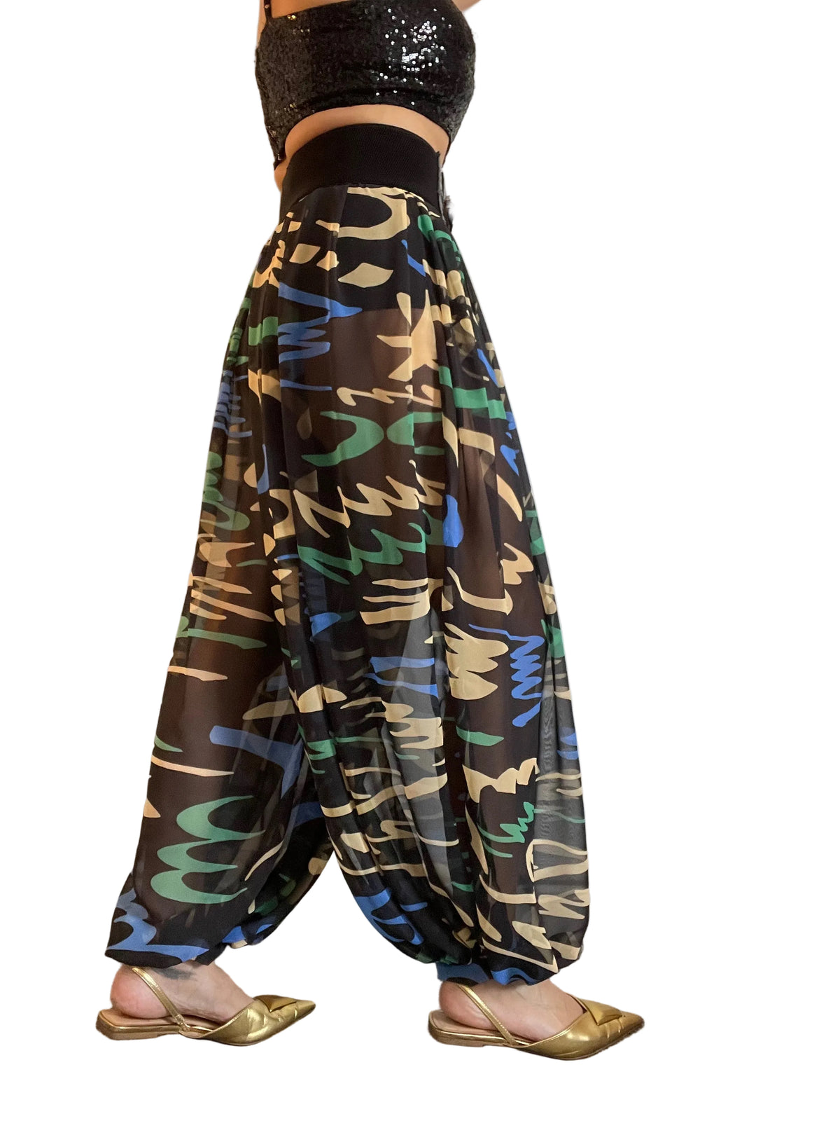 Squiggle Print Chiffon ‘Jeannie’ Trousers