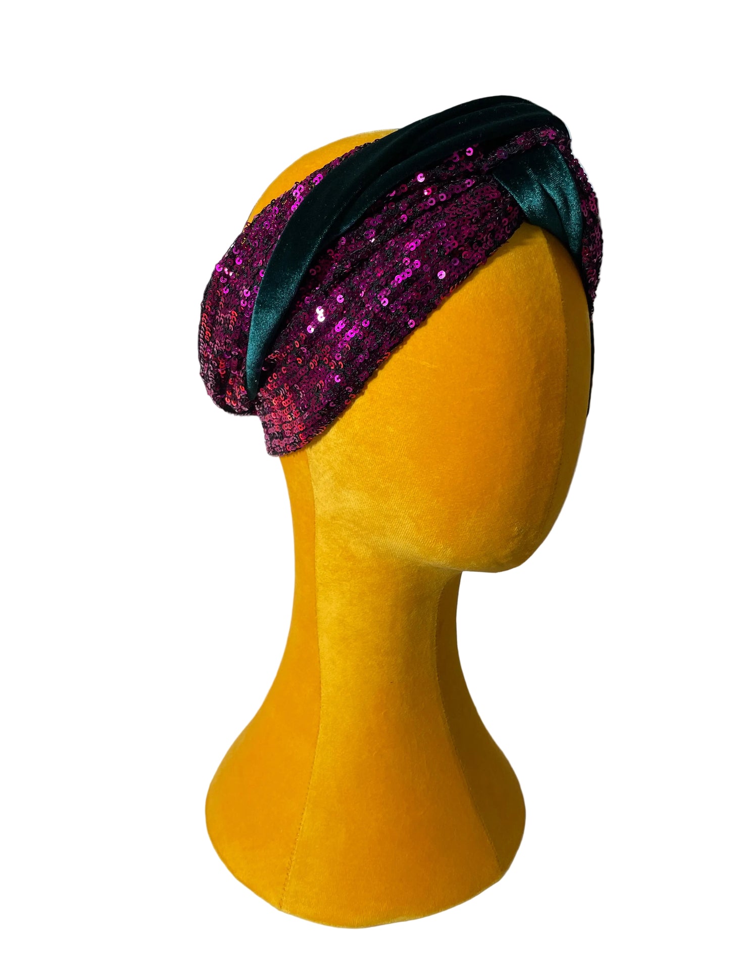 Emerald/Magenta Sequin Head Wrap