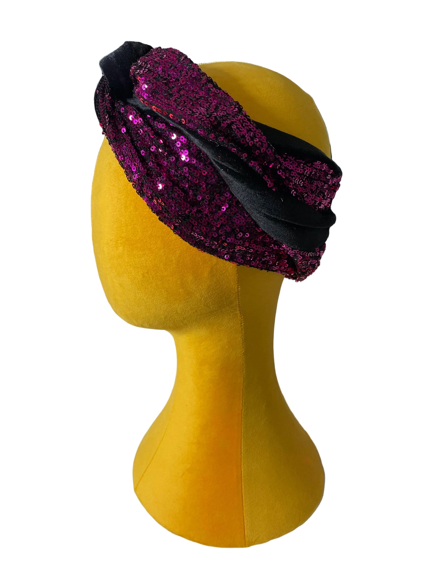 Black/Magenta Sequin Head Wrap