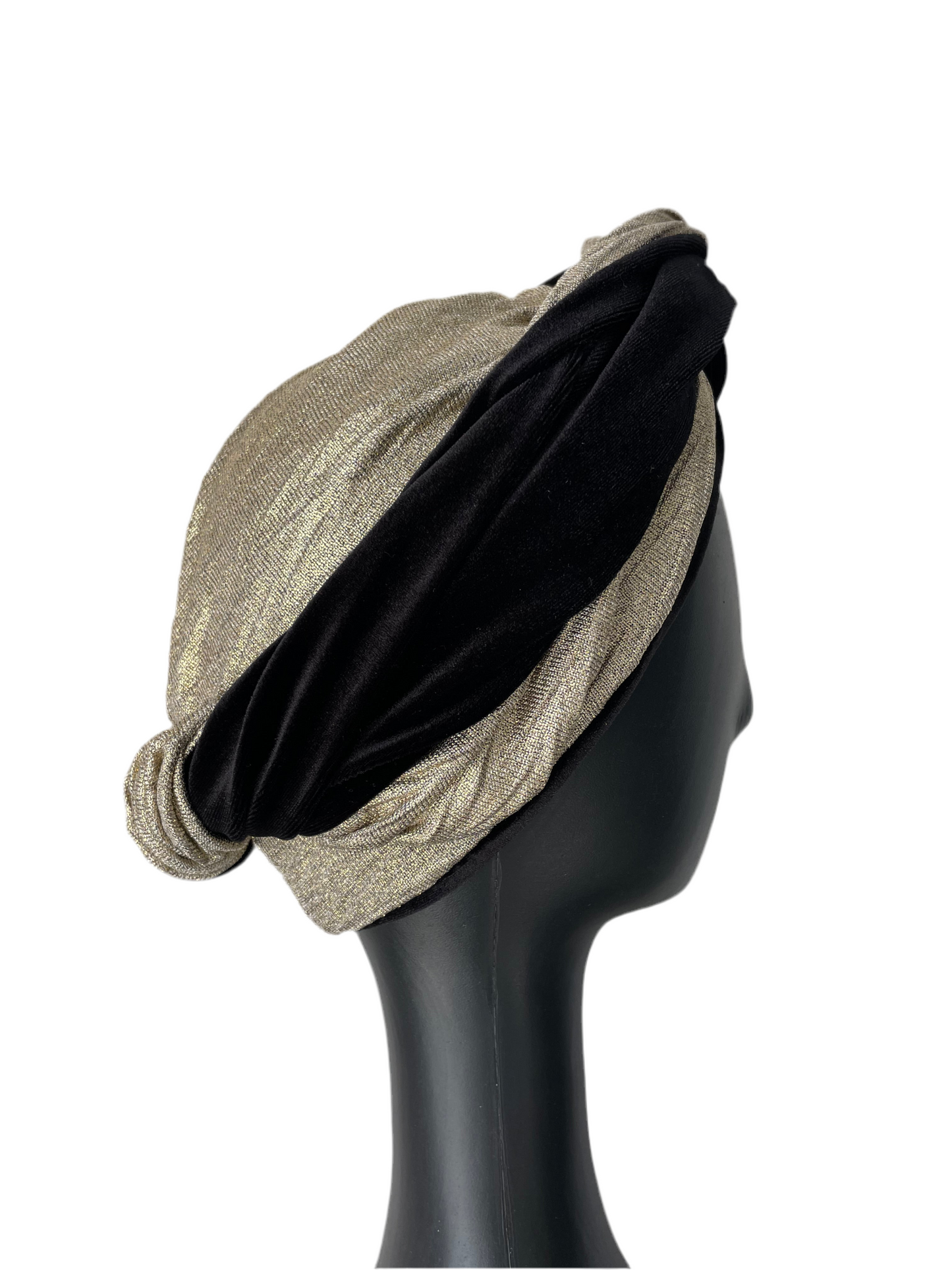 Black and Gold Soft Stretch Turban