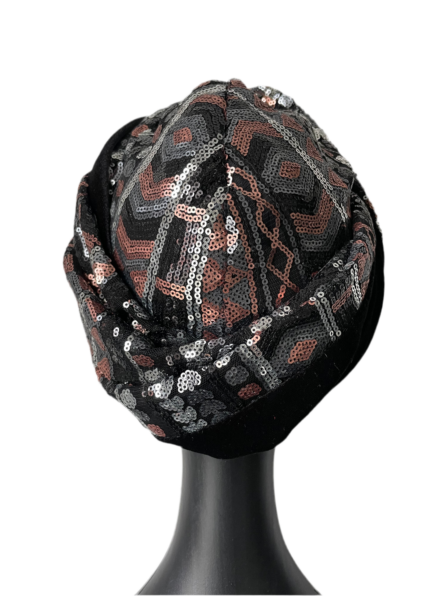 Aztec Sequin and Black Velvet Turban