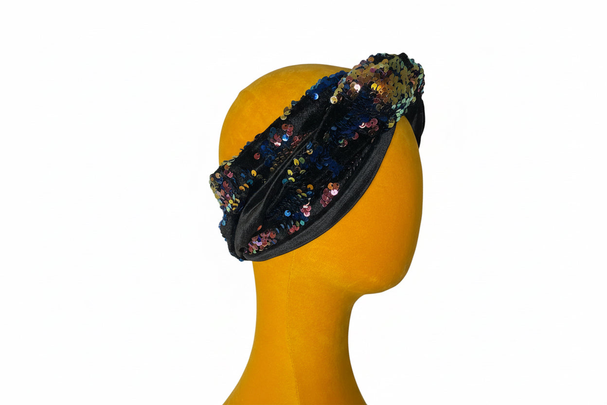 Black/Multi Sequin Head Wrap